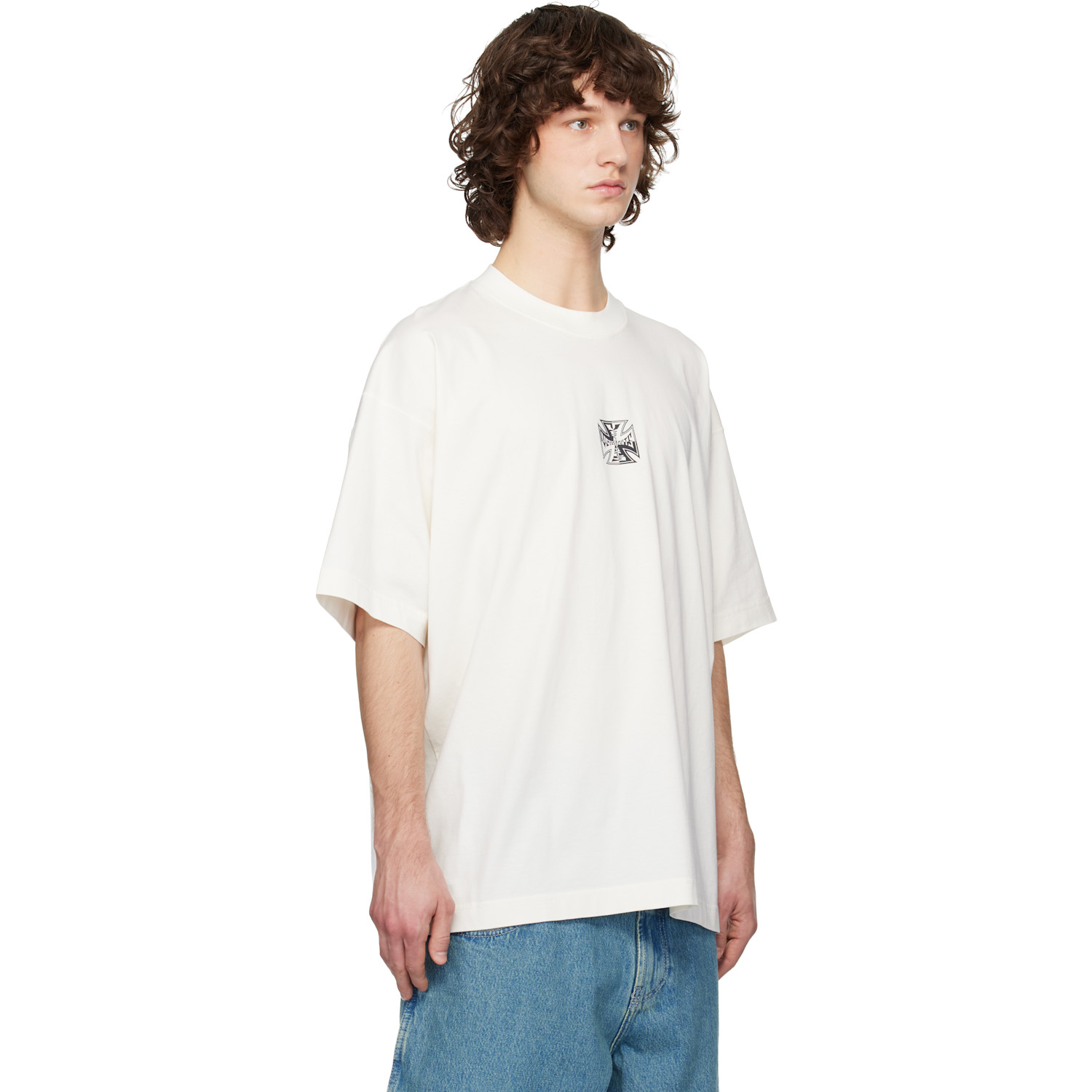  Vetements Off-white Biker Cross Logo T-shirt 