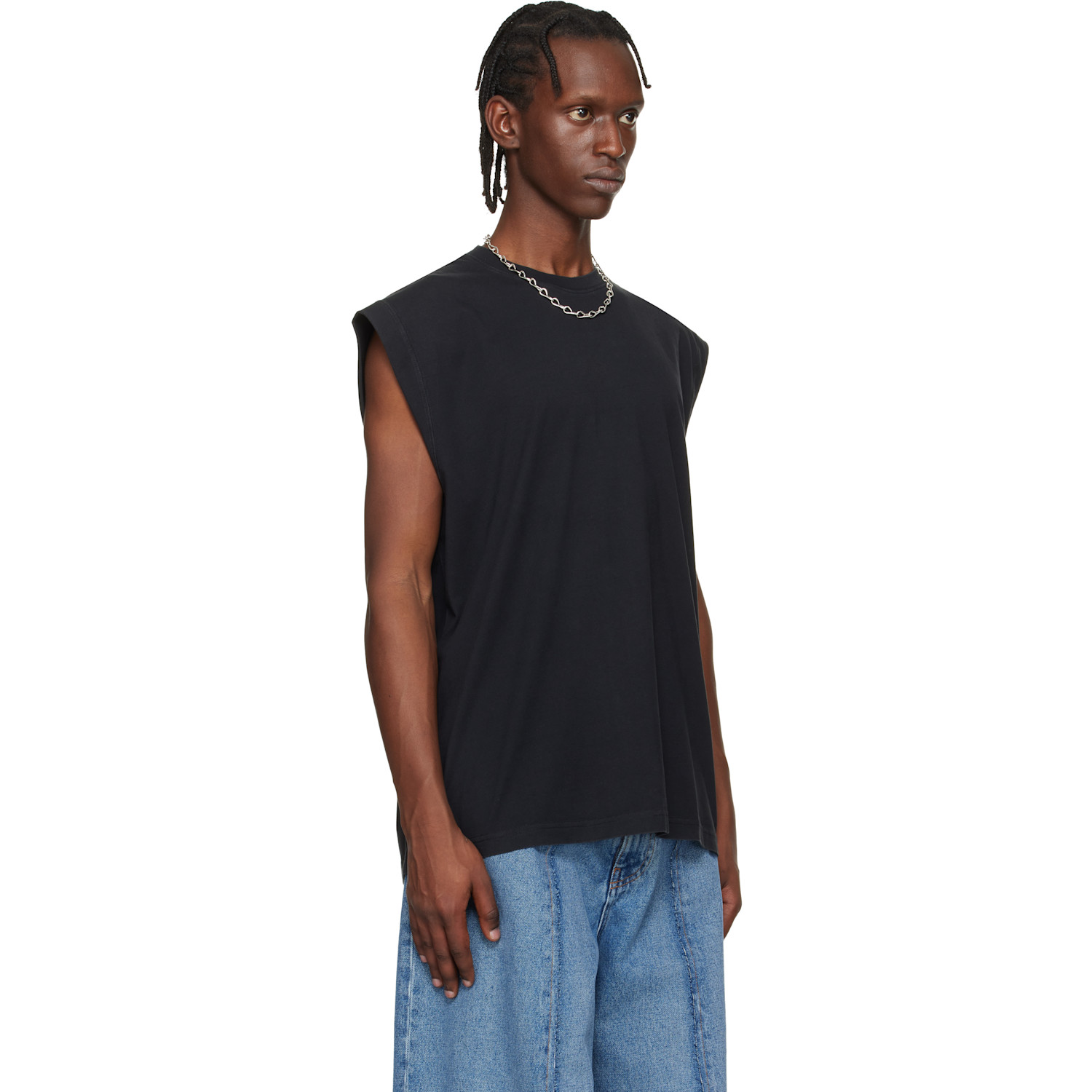  Vetements Black Cross Logo Sleeveless Top 