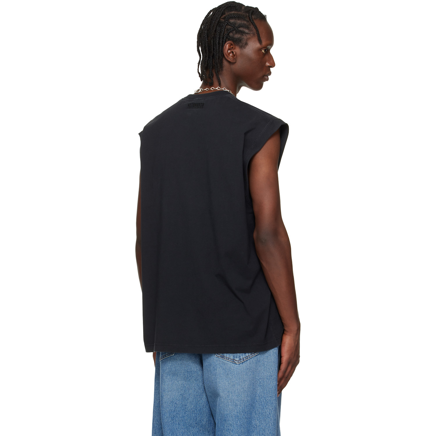  Vetements Black Cross Logo Sleeveless Top 