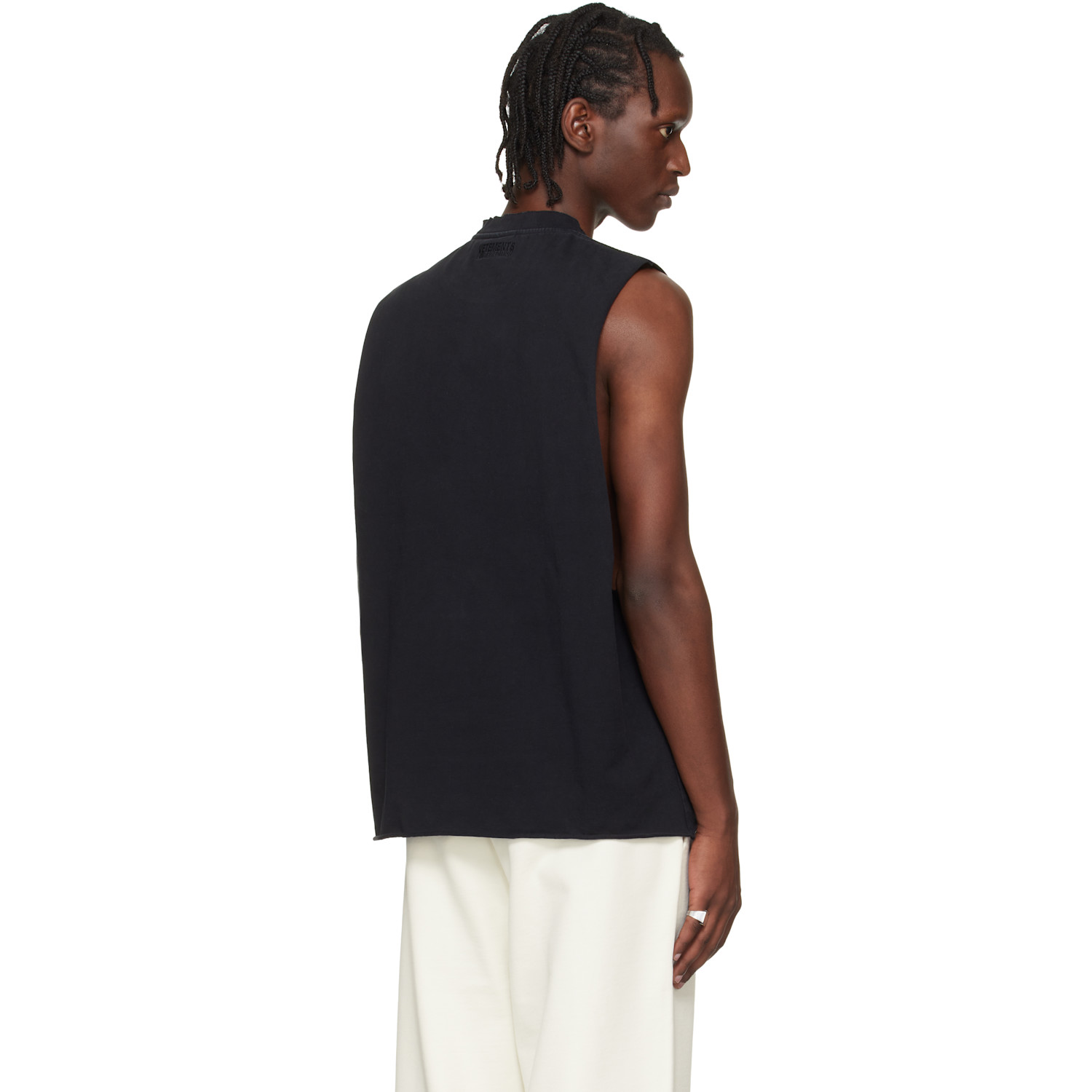  Vetements Black Biker Logo Leather Cross Interlock Tank Top 
