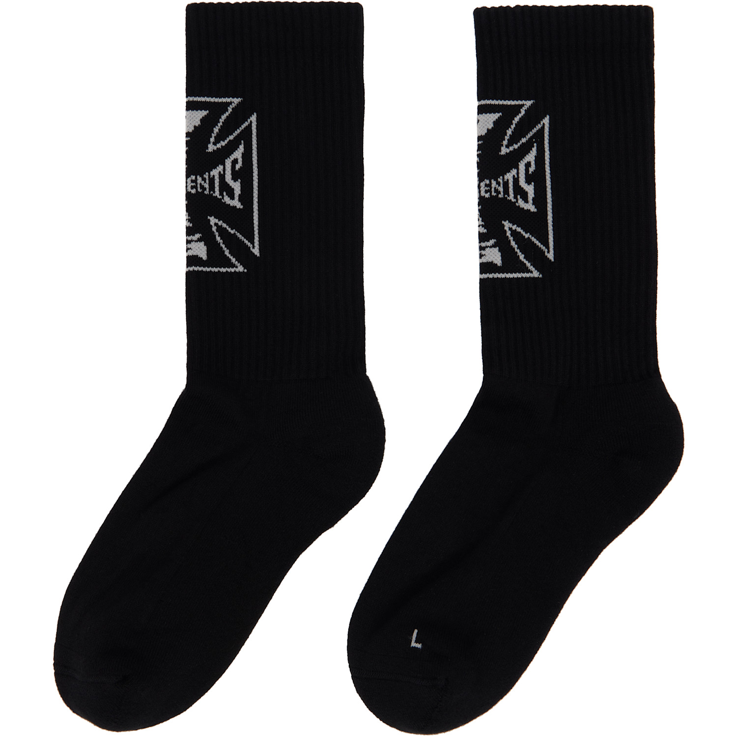  Vetements Black Biker Cross Logo Socks 