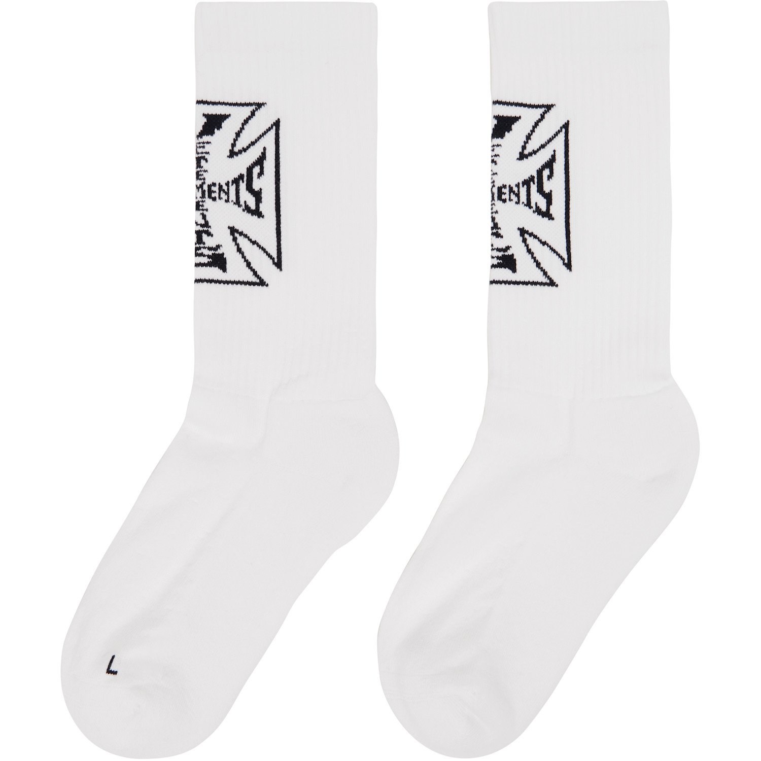 Vetements White Biker Cross Logo Socks 