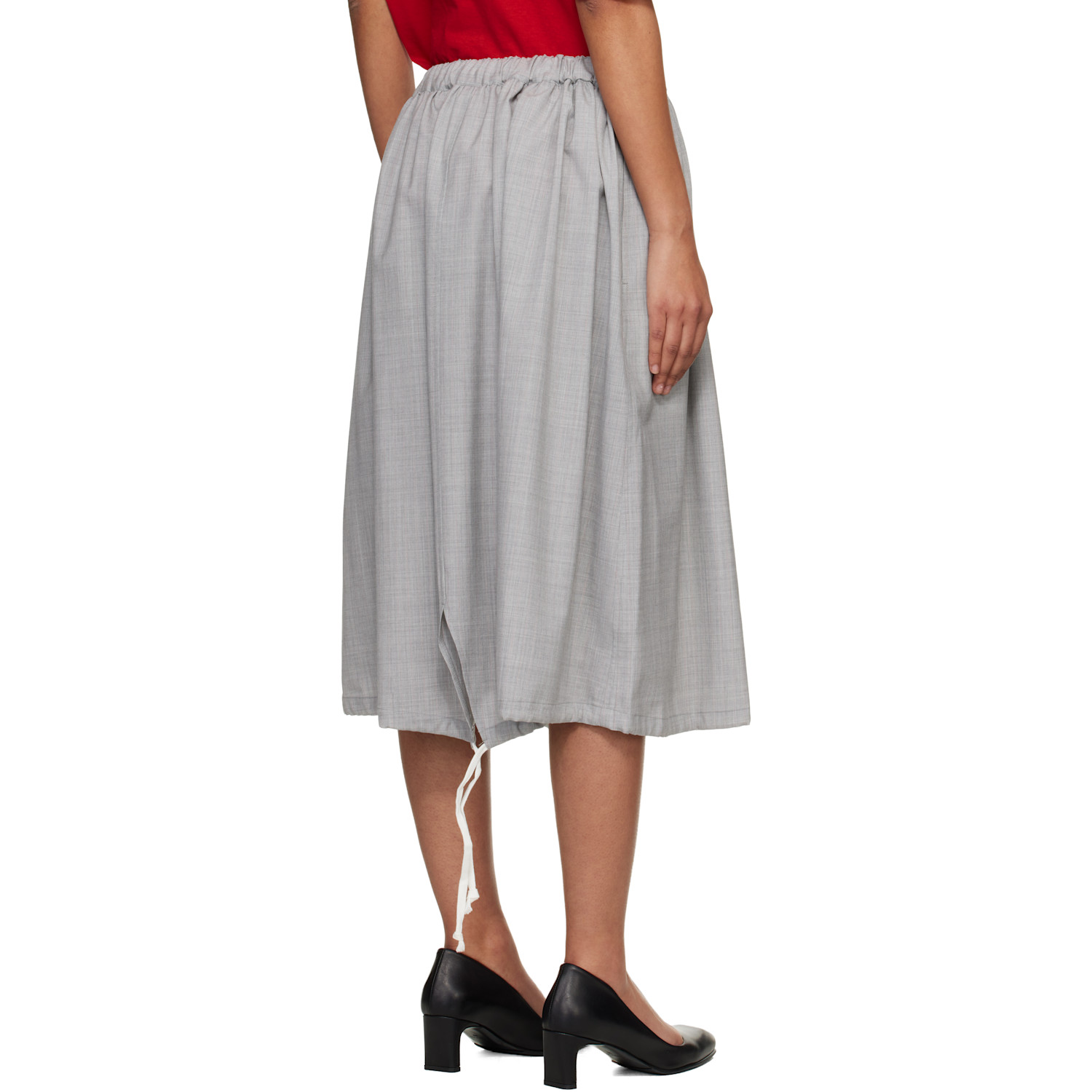  Comme Des Garçons Girl Gray Wool Tropical Colour Stripe Midi Skirt 