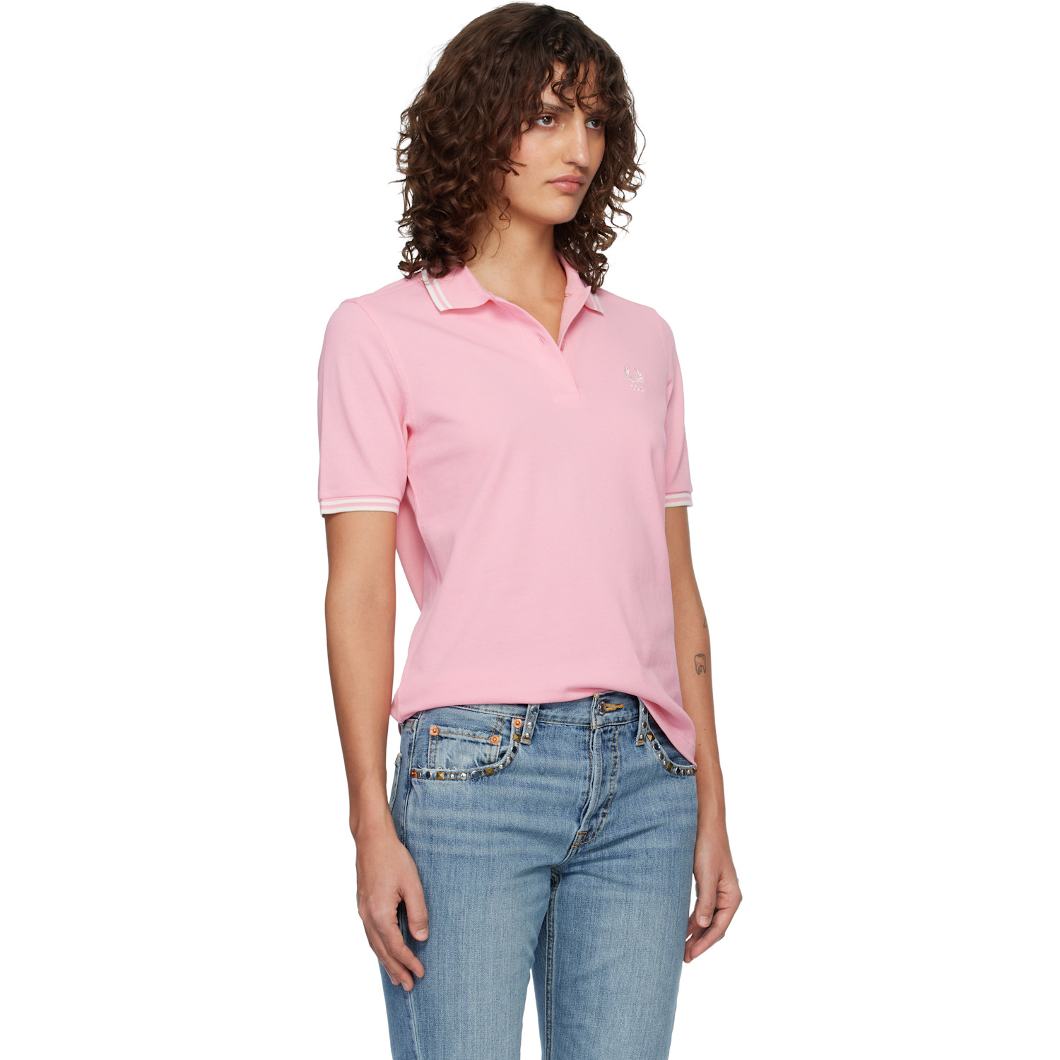  Comme Des Garçons Girl Pink Fred Perry Edition Logo Polo 