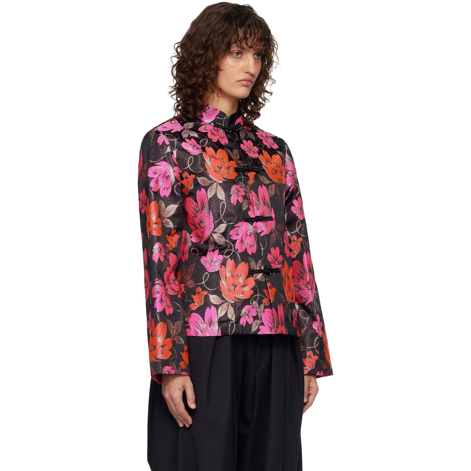  Comme Des Garçons Comme Des Garçons Black Jacquard Flower Pattern Jacket 