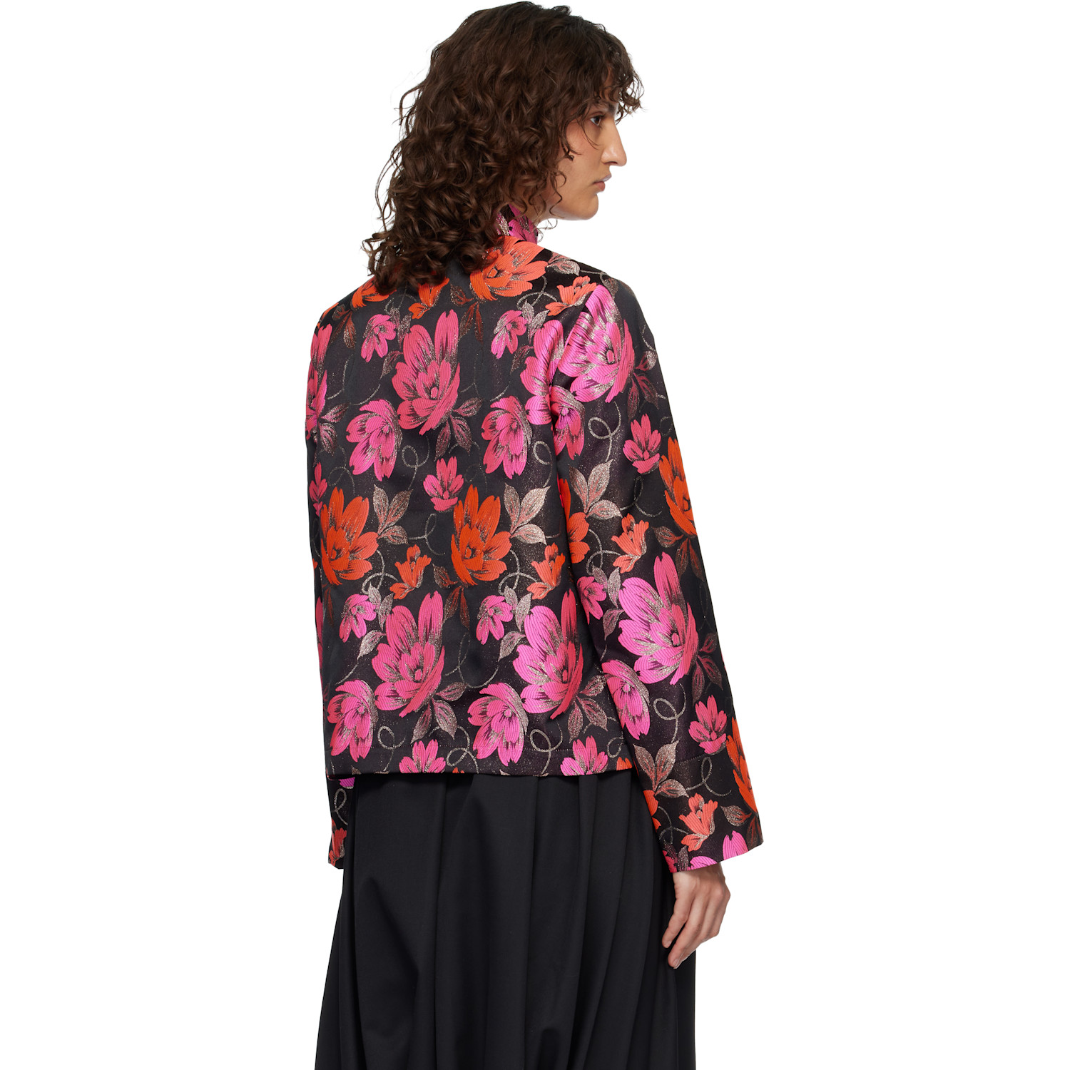 Comme Des Garçons Comme Des Garçons Black Jacquard Flower Pattern Jacket 