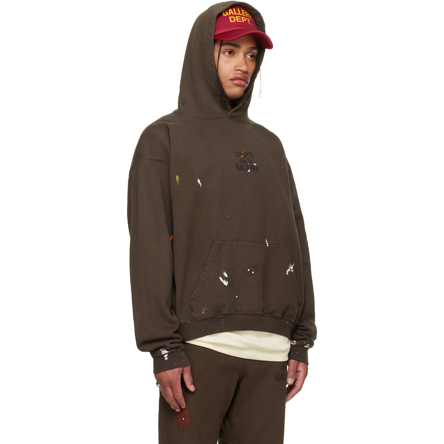  Gallery Dept. Brown French Logo Painted Hoodie 