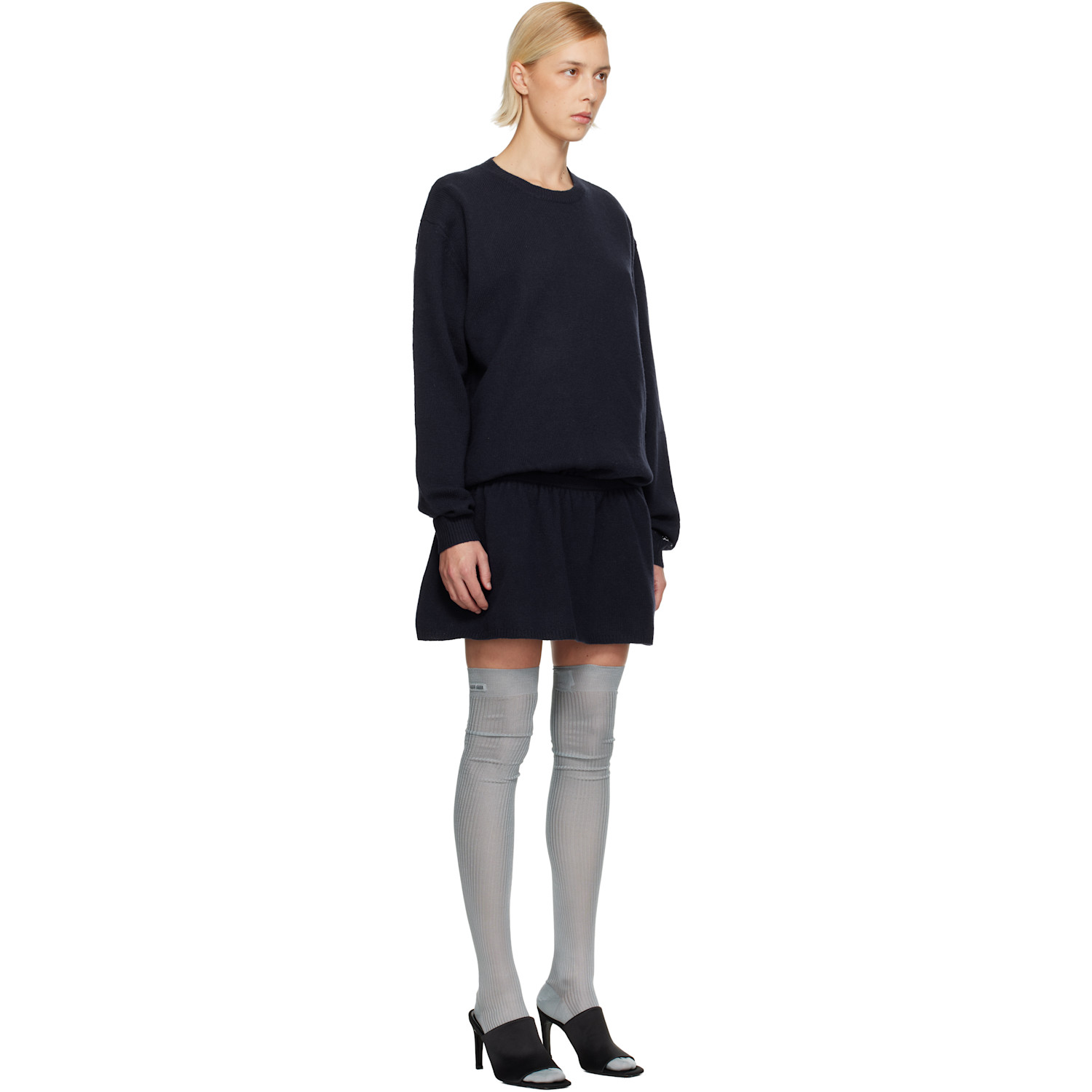  Sandy Liang Navy Kazia Knit Minidress 