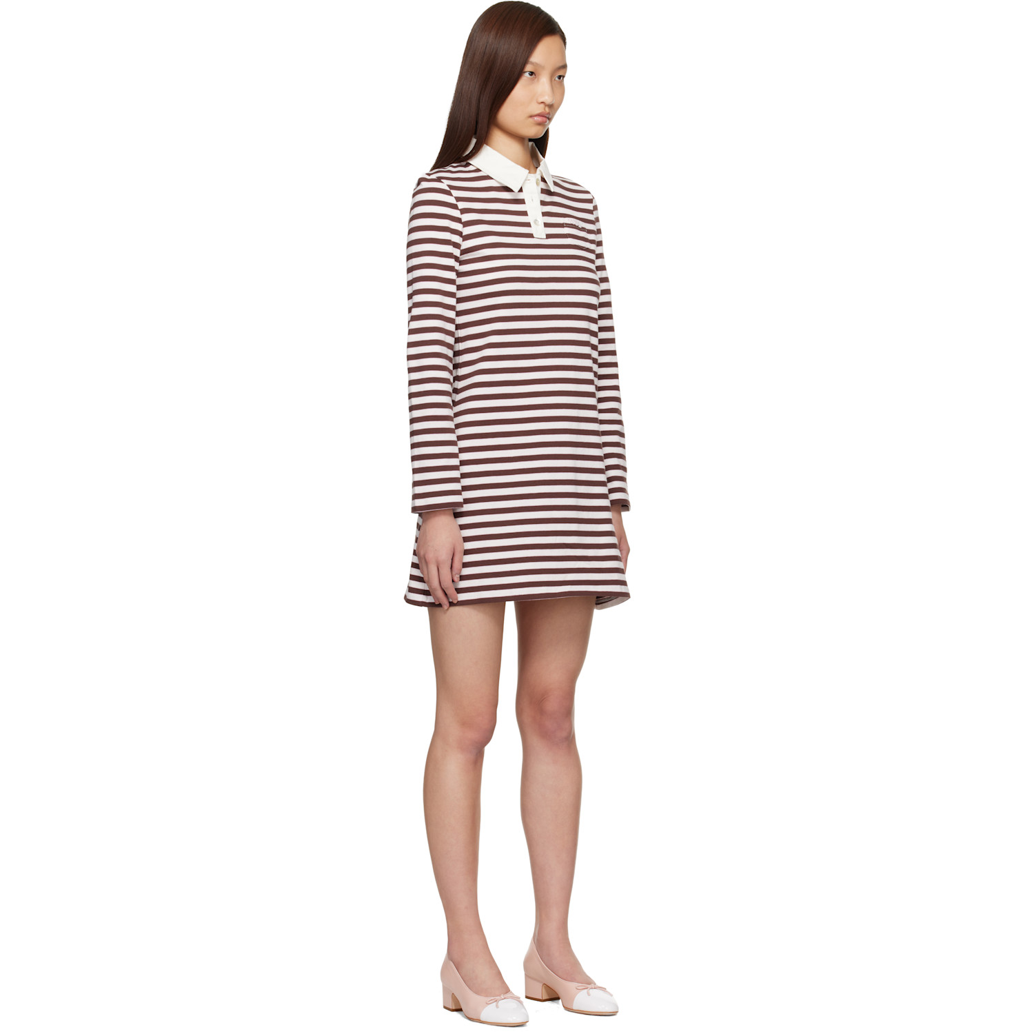  Sandy Liang Off-white & Brown Toto Minidress 