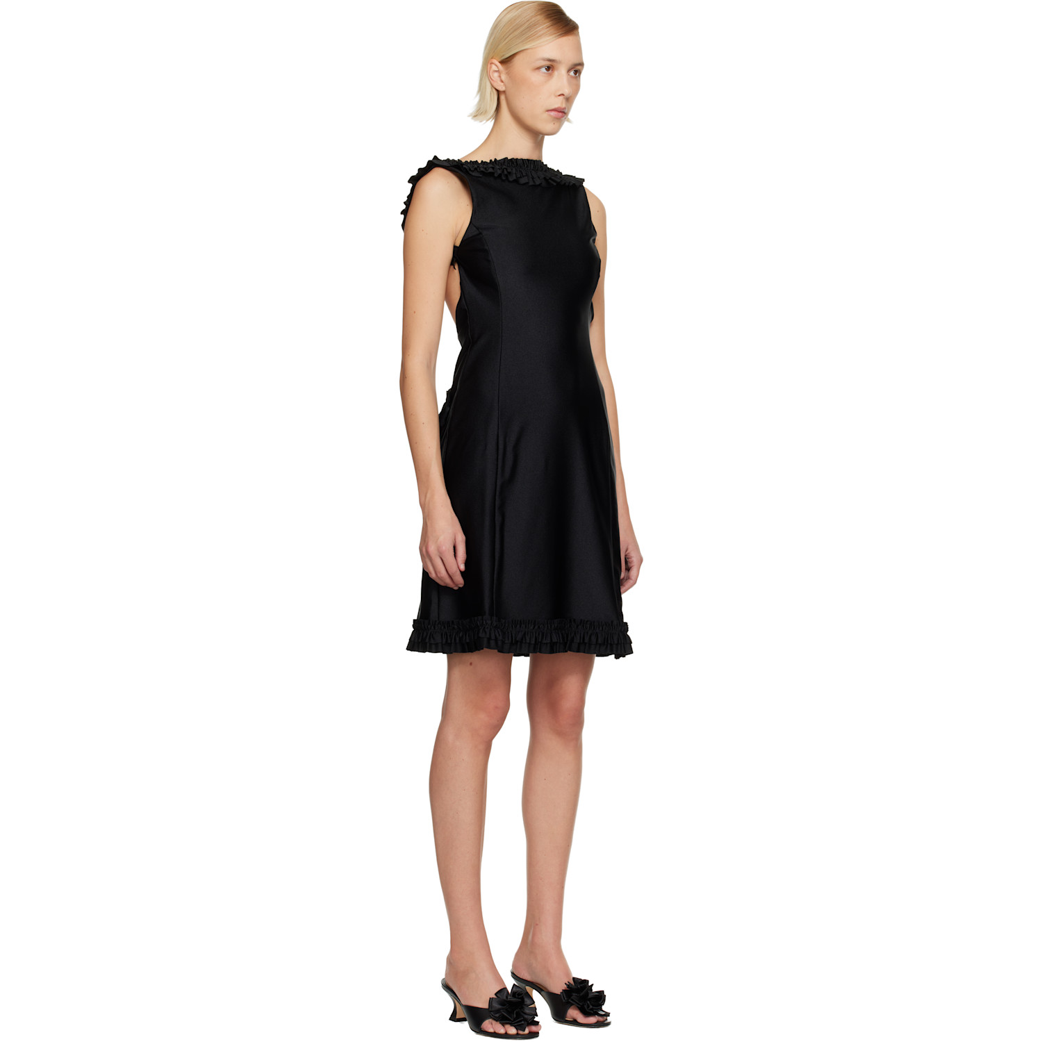  Sandy Liang Black Prim Midi Dress 