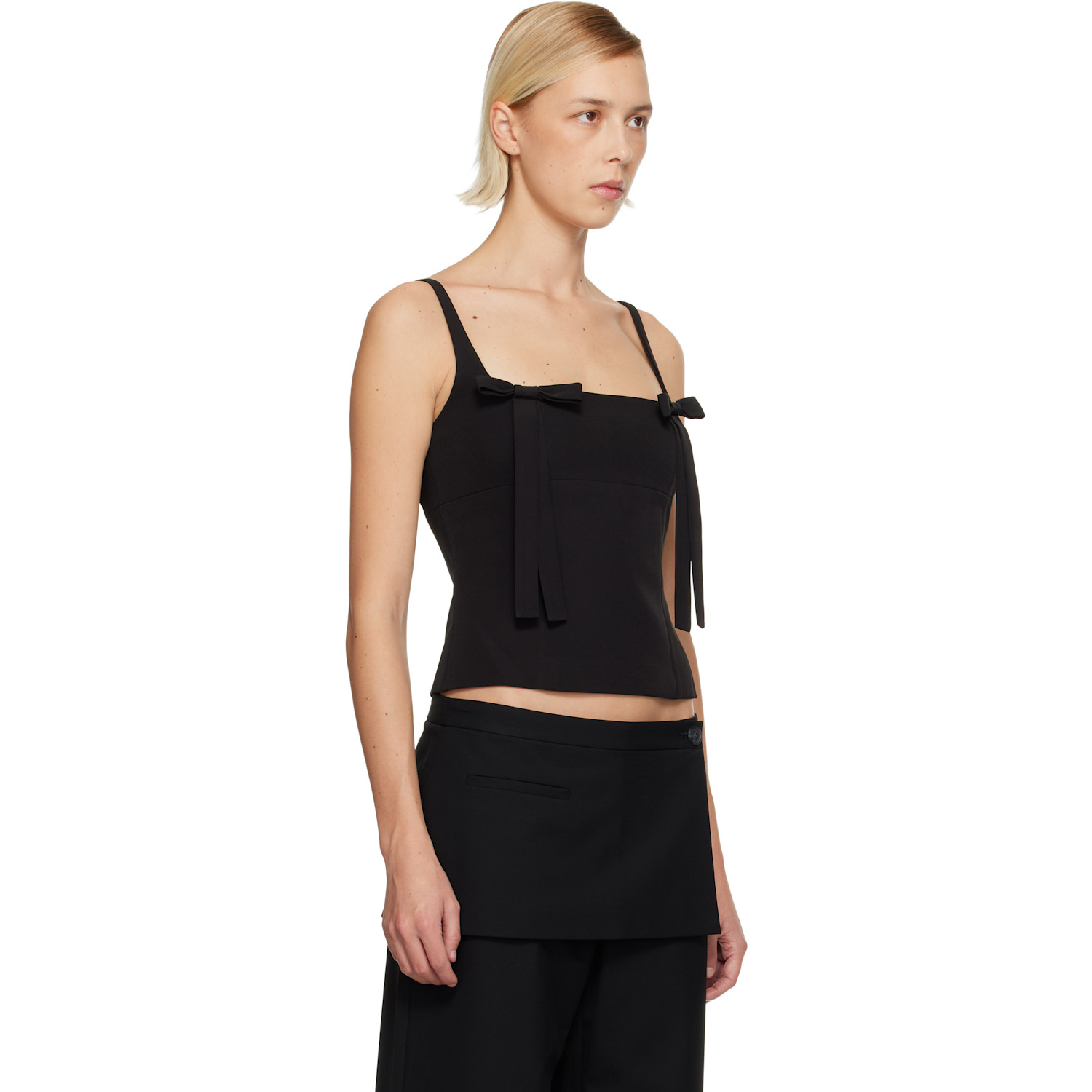  Sandy Liang Black Amelie Tank Top 