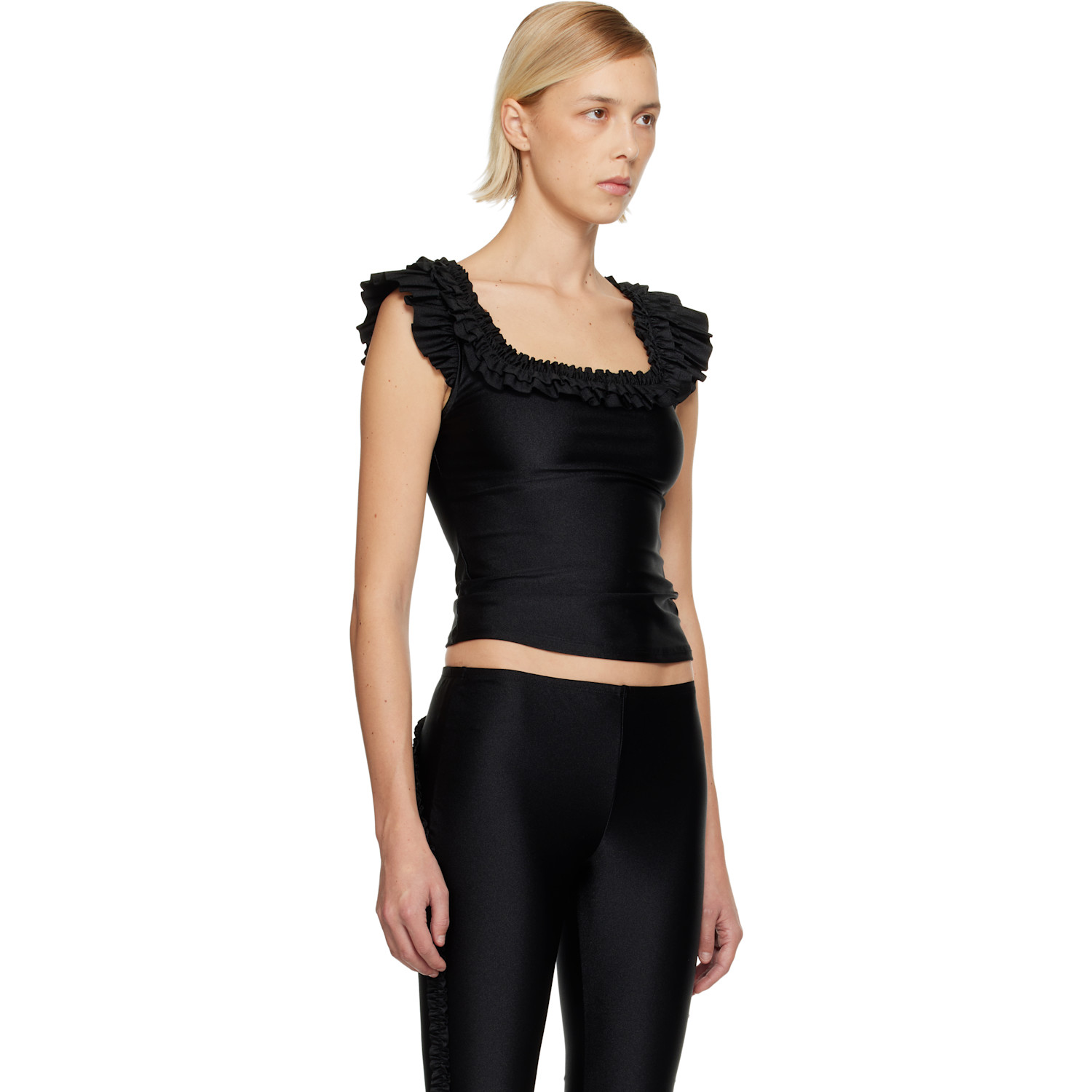  Sandy Liang Black Kale Tank Top 
