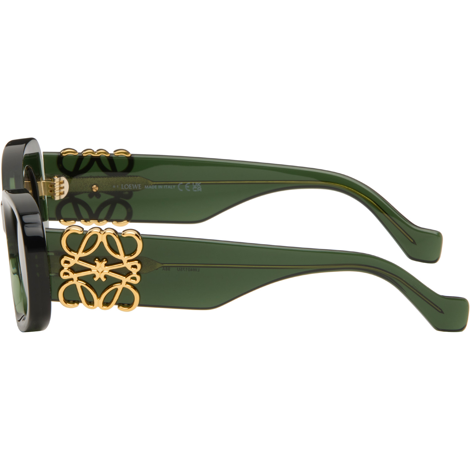  Loewe Green Beveled Oval Maxi Anagram Sunglasses 