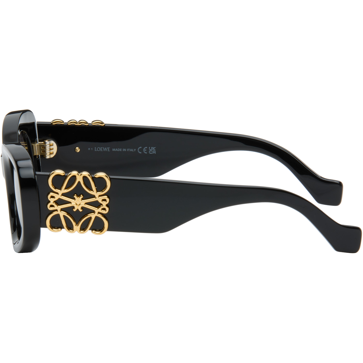 Loewe Black Beveled Oval Maxi Anagram Sunglasses 