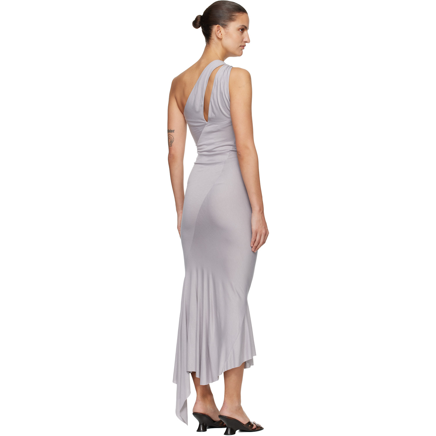  Aaron Esh Gray Jersey Fishtail Midi Dress 