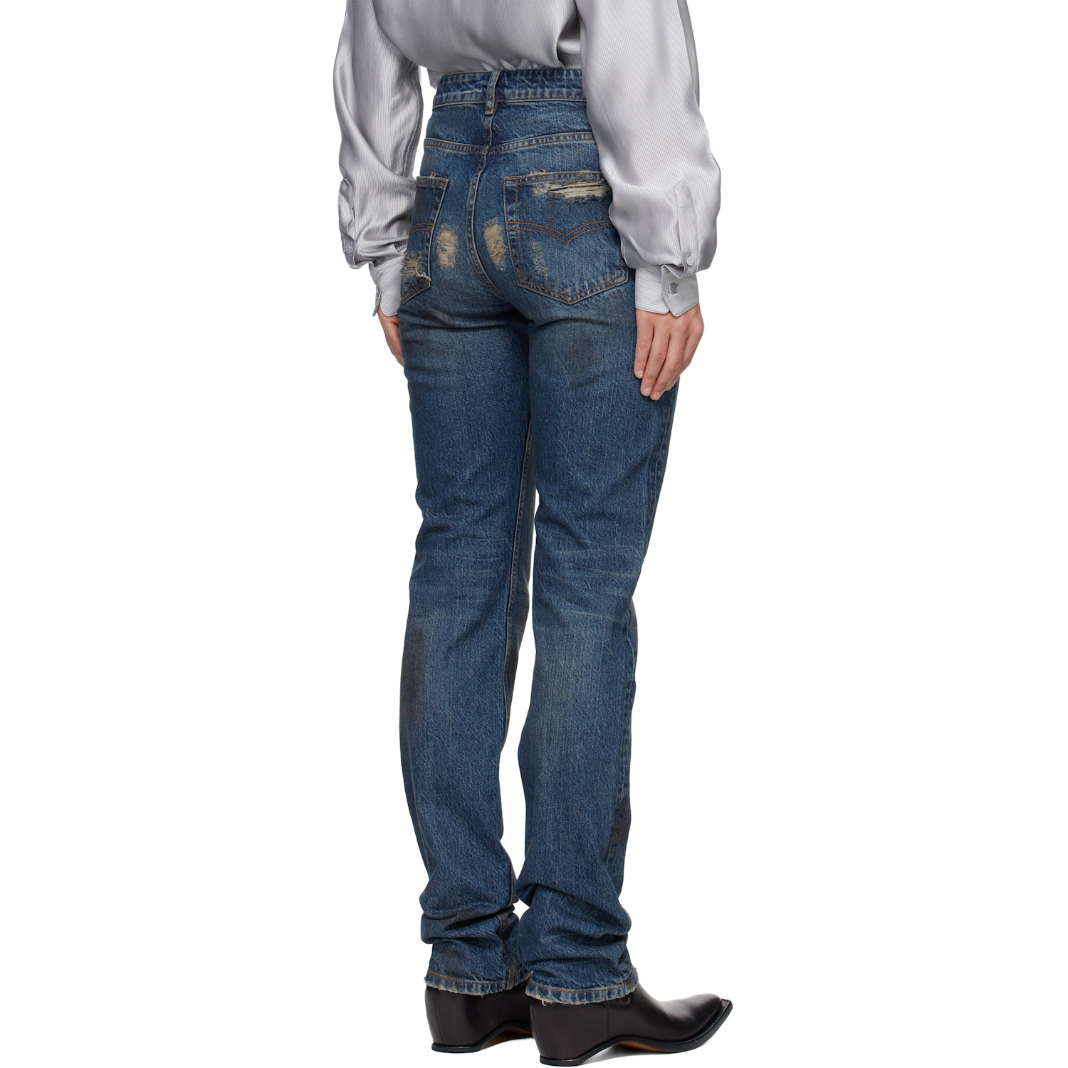  Aaron Esh Blue Washed Denim Jeans 