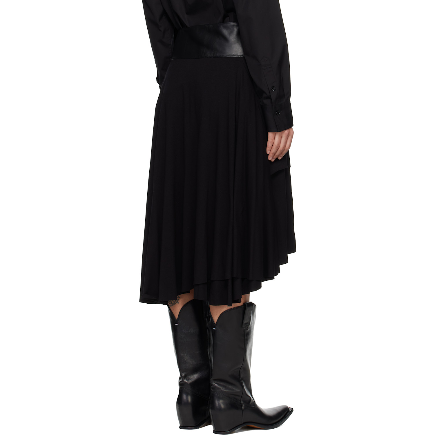  Aaron Esh Black Jersey Wrap Midi Skirt 