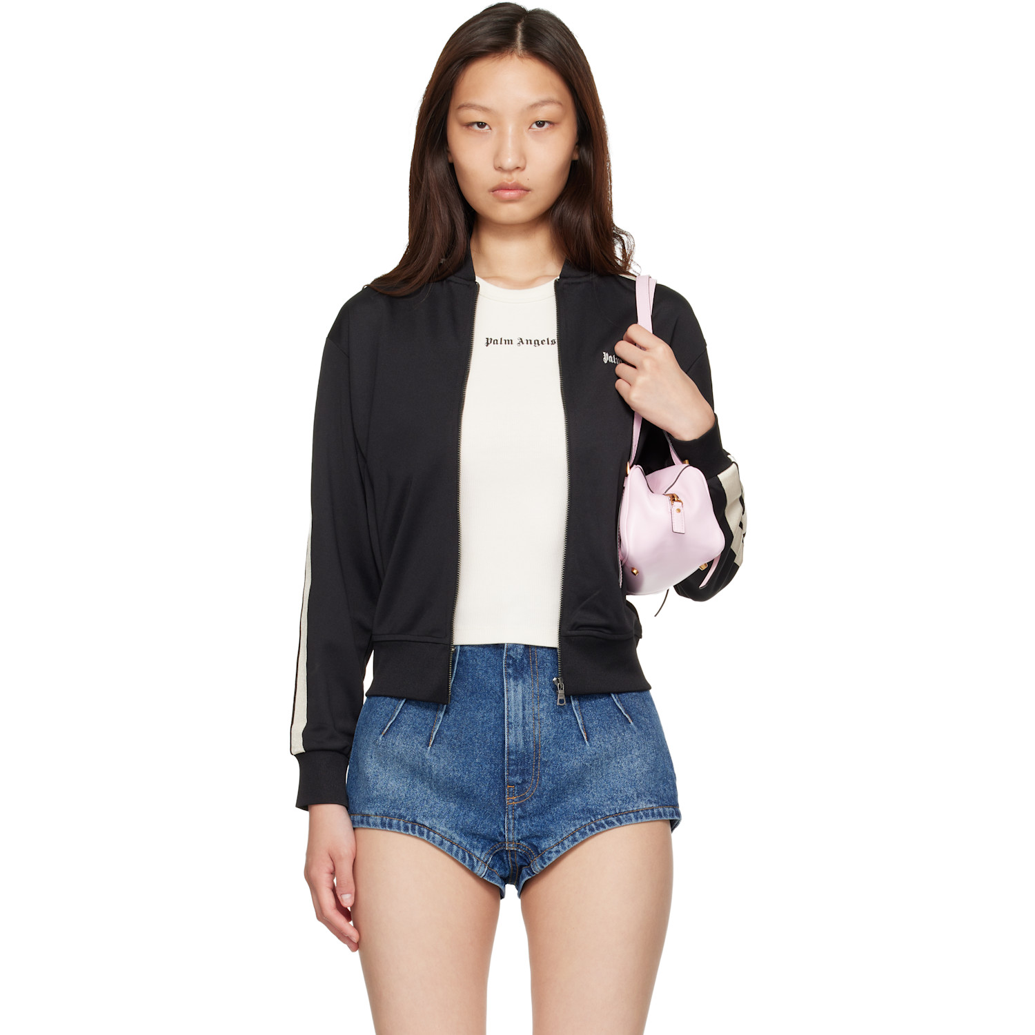 Palm Angels Black Classic Logo Track Bomber Jacket