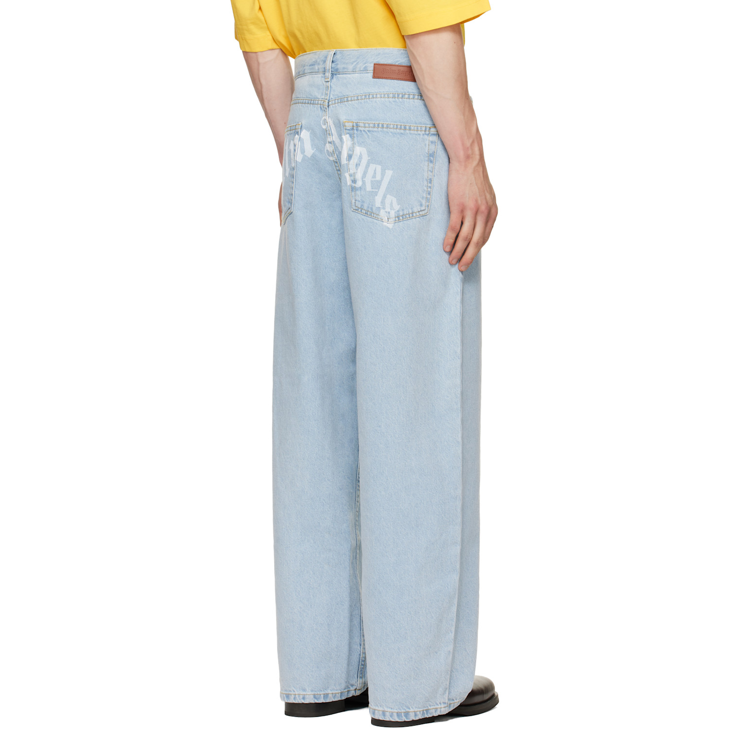  Palm Angels Blue Curved Logo Loose Jeans 