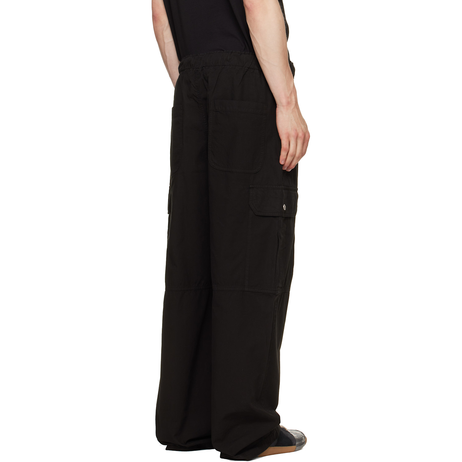  Palm Angels Black Curved Logo Loose Cargo Pants 