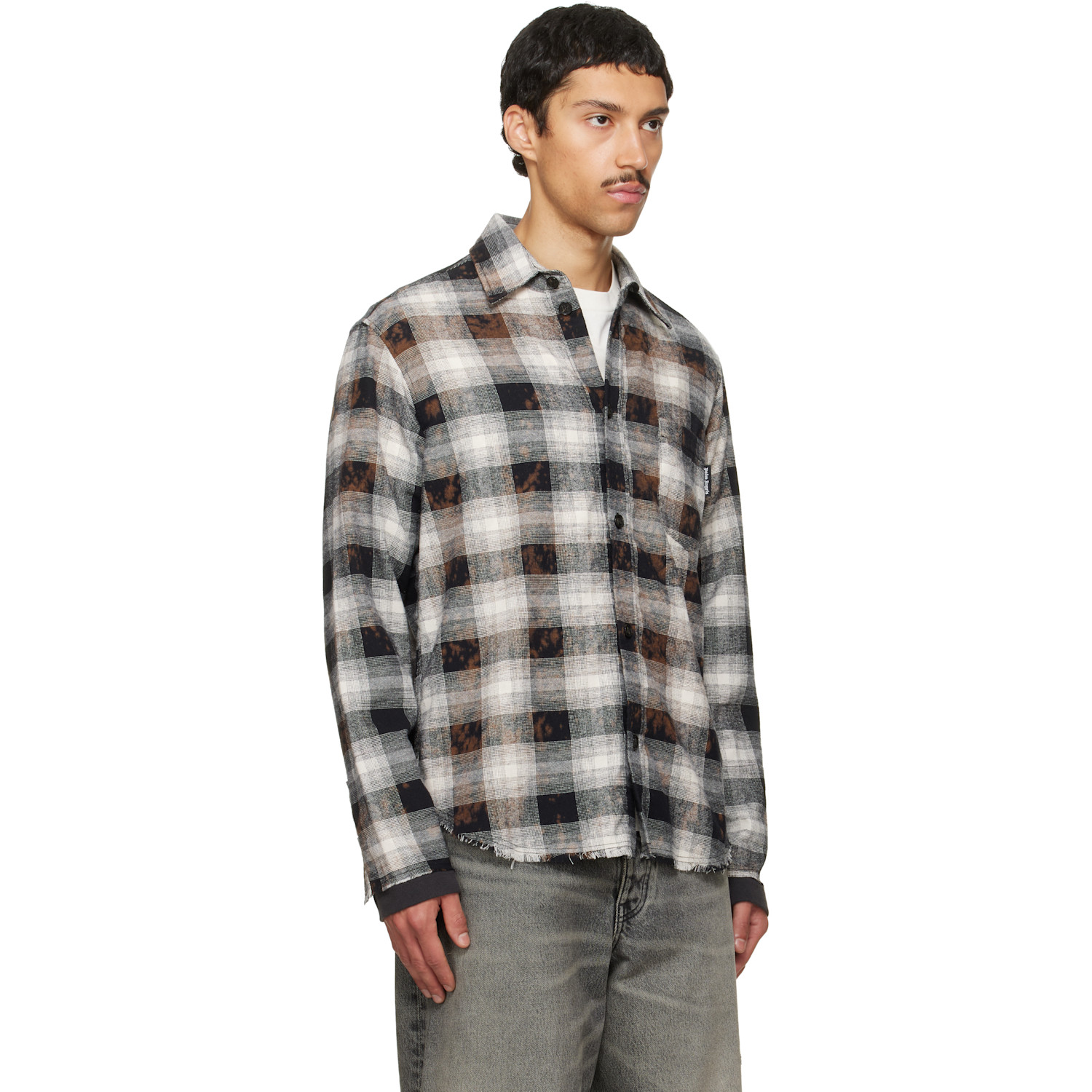  Palm Angels Black & Off-white Classic Logo Check Shirt 