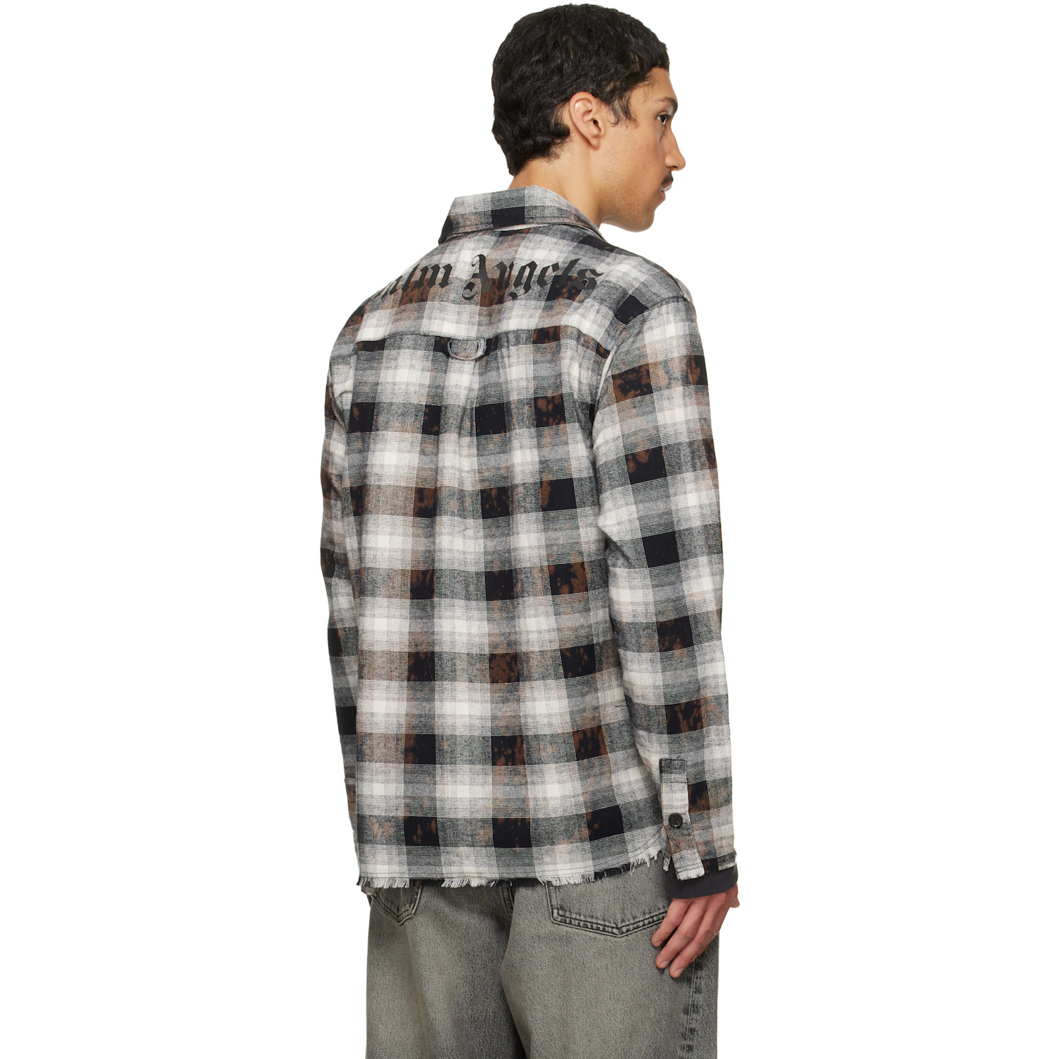  Palm Angels Black & Off-white Classic Logo Check Shirt 
