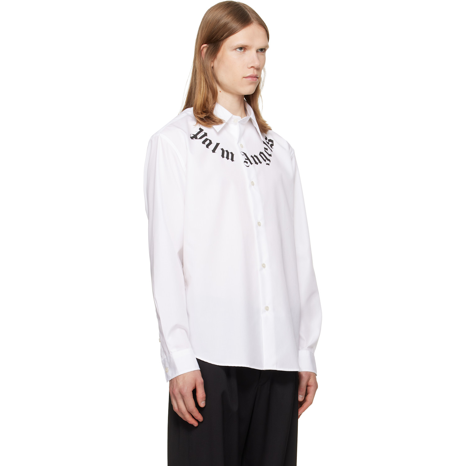  Palm Angels White Neck Logo Shirt 