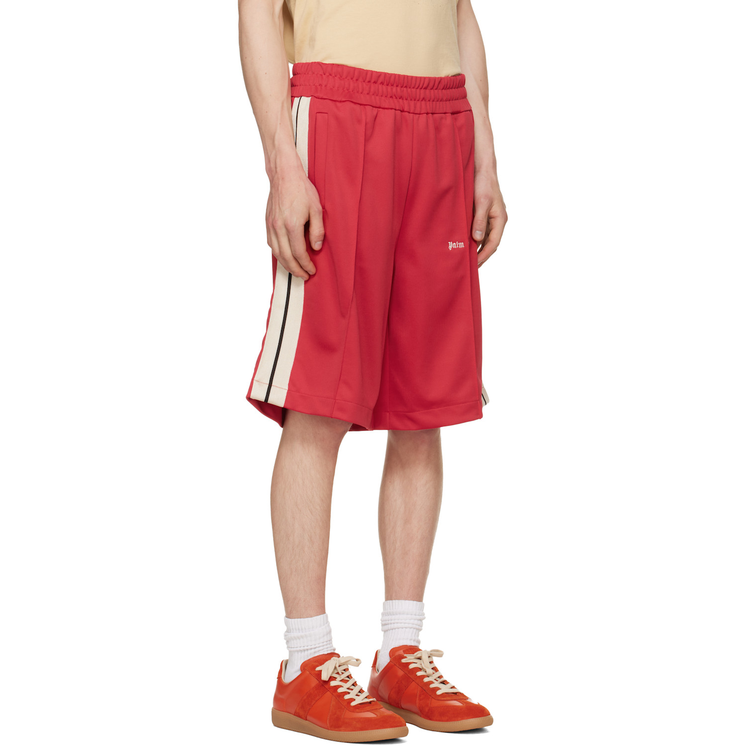  Palm Angels Red Classic Logo Track Shorts 