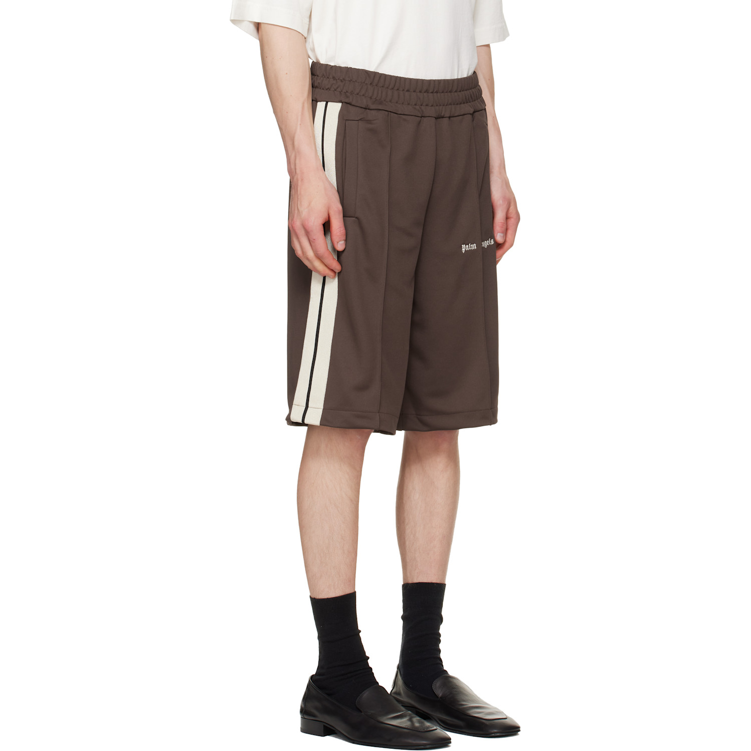  Palm Angels Brown Classic Logo Track Shorts 