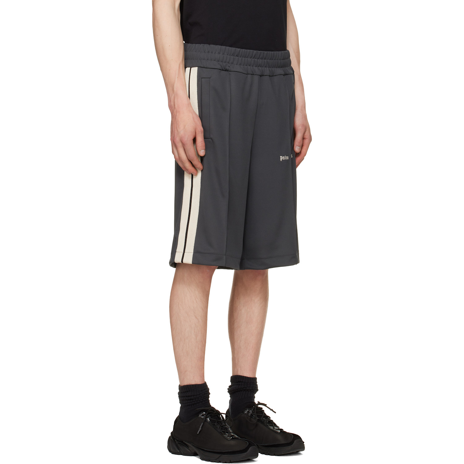  Palm Angels Gray Classic Logo Track Shorts 
