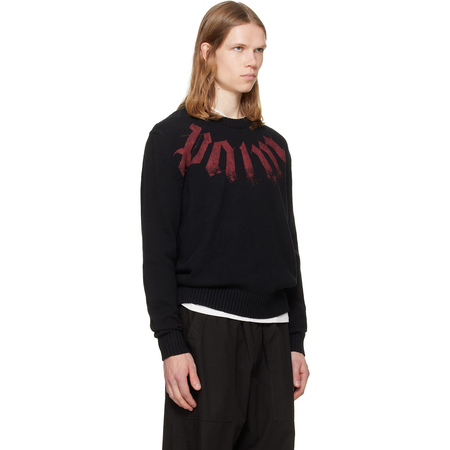  Palm Angels Black Big Neck Logo Sweater 