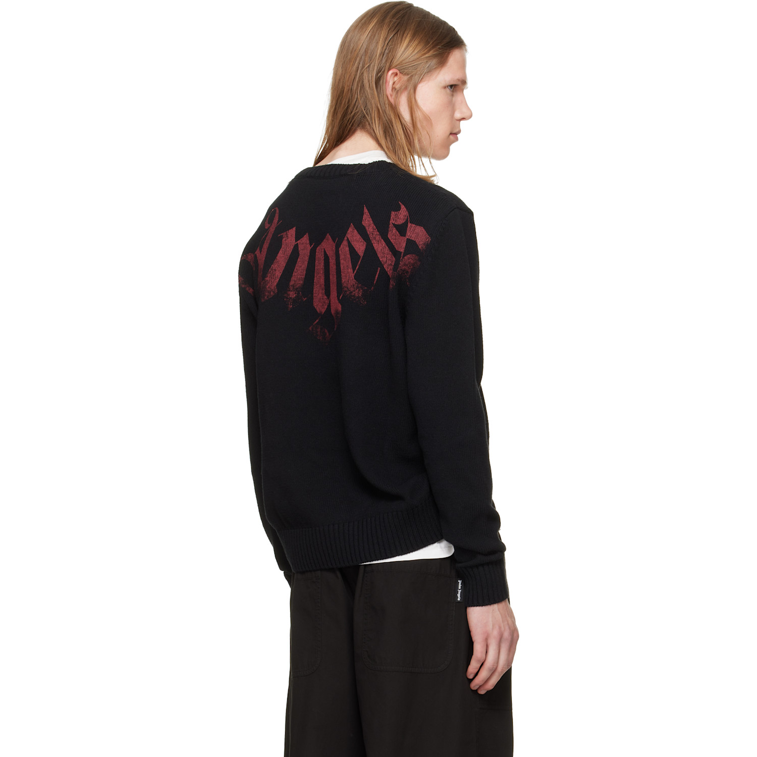  Palm Angels Black Big Neck Logo Sweater 