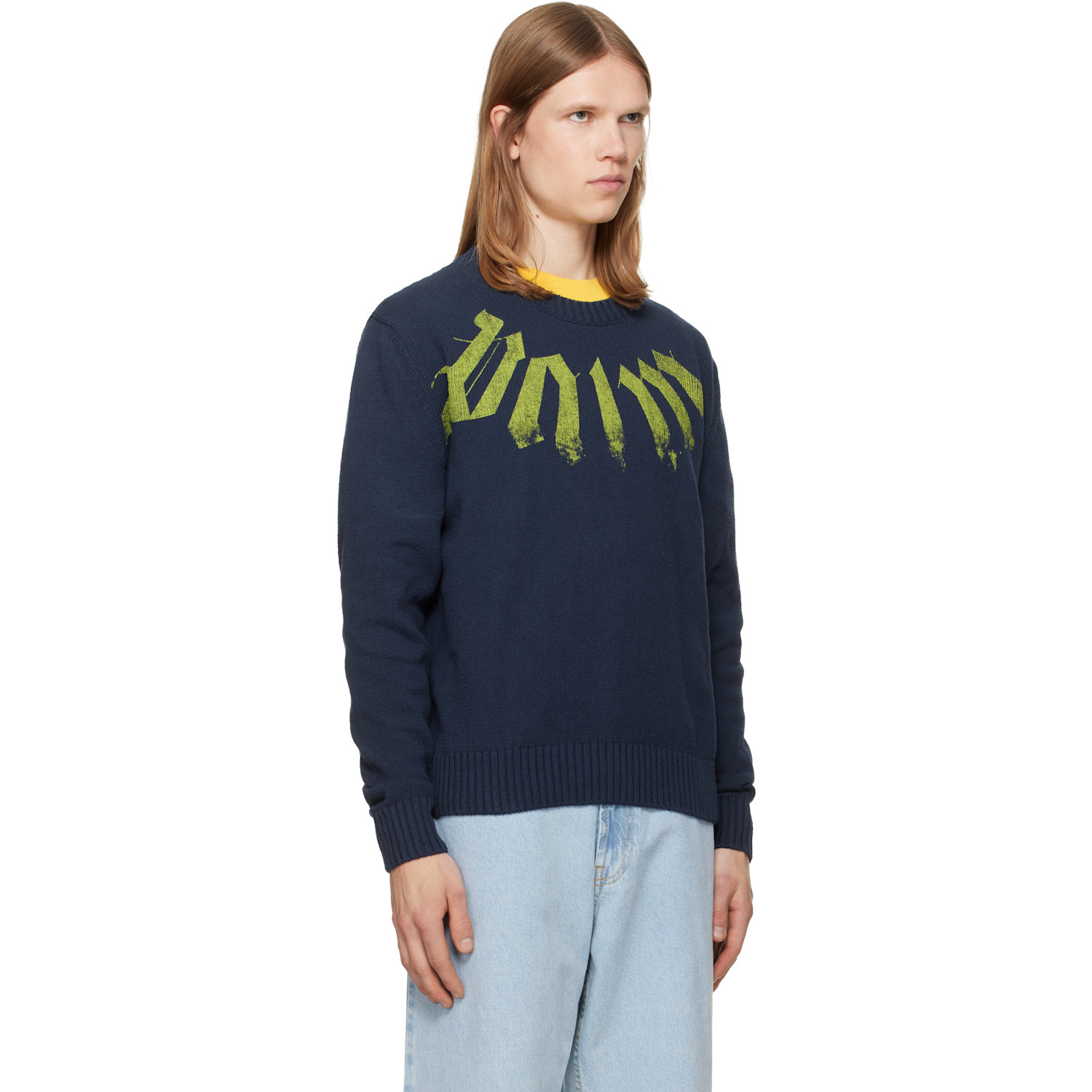  Palm Angels Navy Big Neck Logo Sweater 