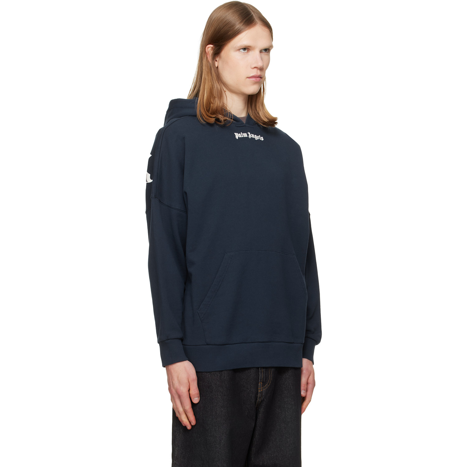  Palm Angels Navy Classic Logo Over Hoodie 