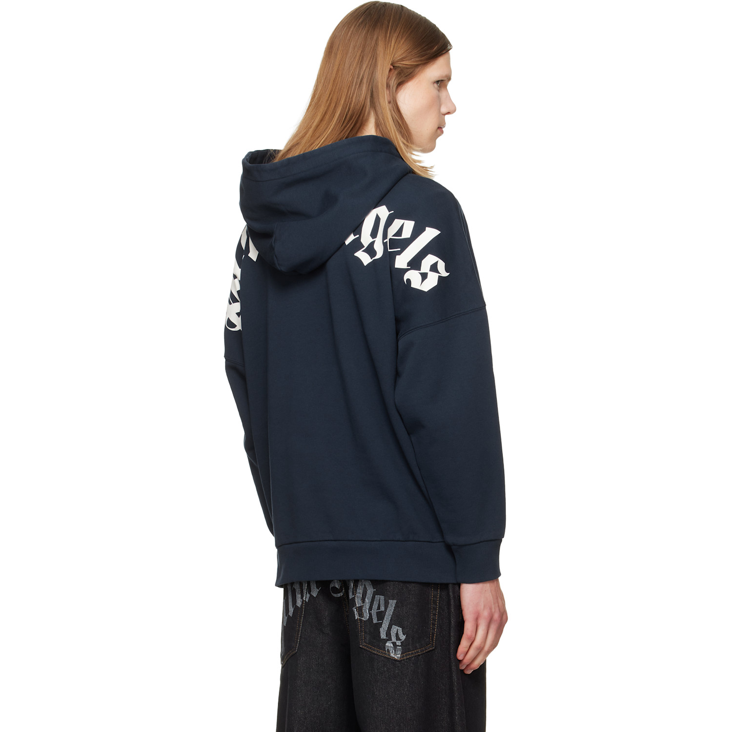  Palm Angels Navy Classic Logo Over Hoodie 