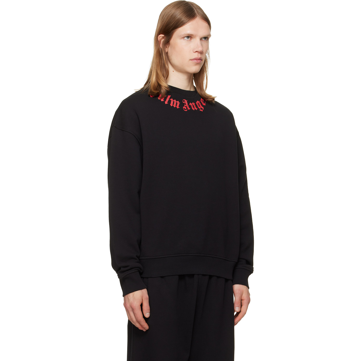  Palm Angels Black Neck Logo Sweatshirt 
