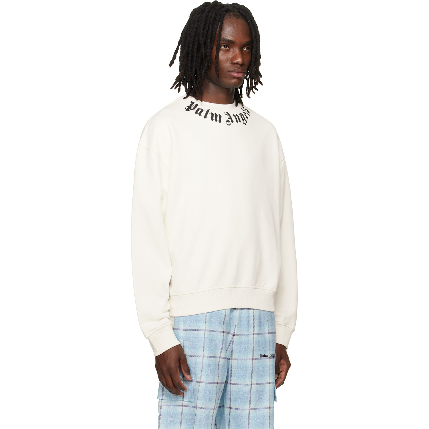  Palm Angels Off-white Neck Logo Sweatshirt 
