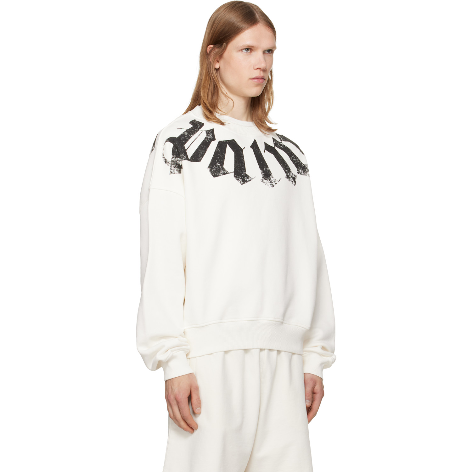  Palm Angels Off-white Big Neck Logo Loose Sweatshirt 