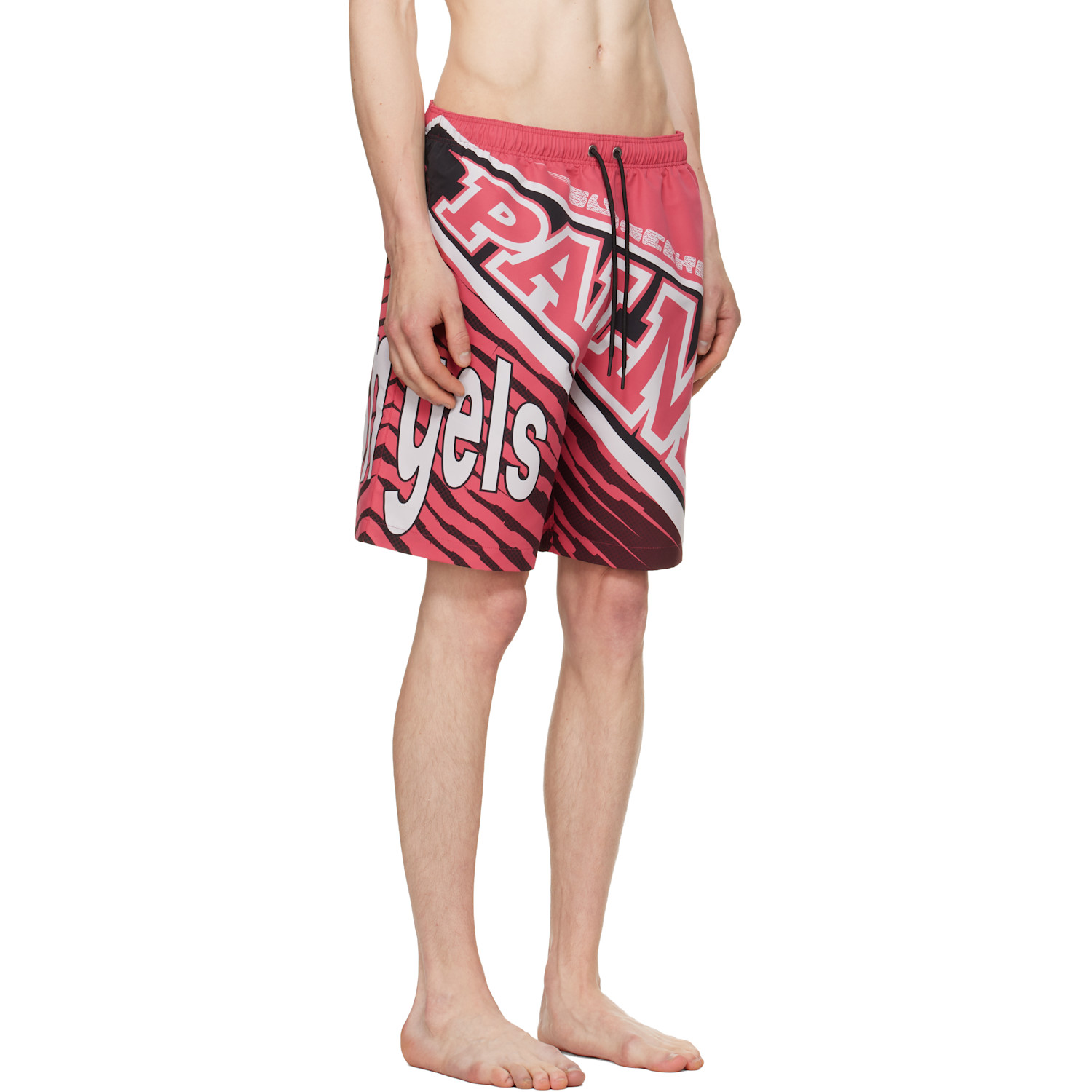  Palm Angels Red & Black 'racing' Swim Shorts 