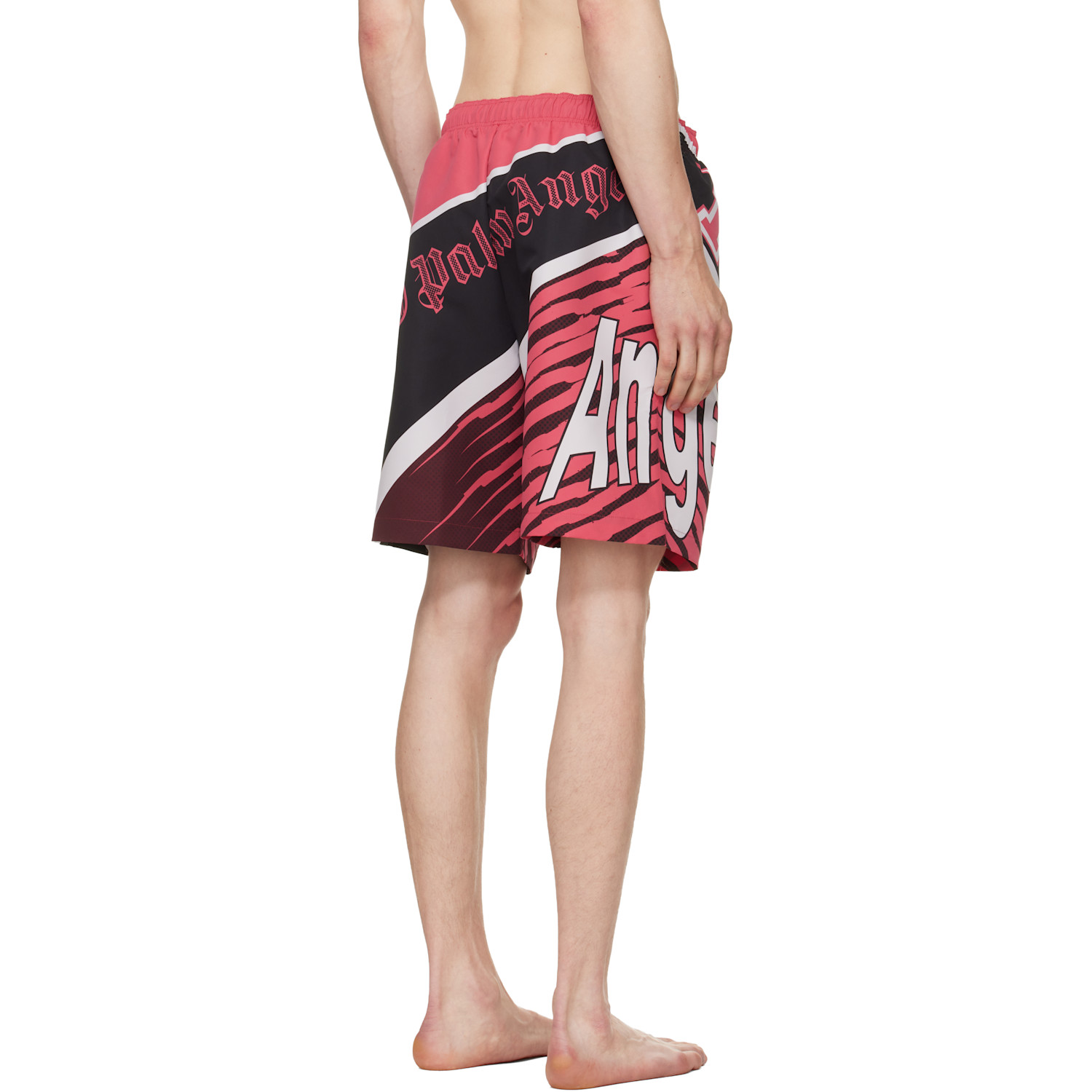  Palm Angels Red & Black 'racing' Swim Shorts 