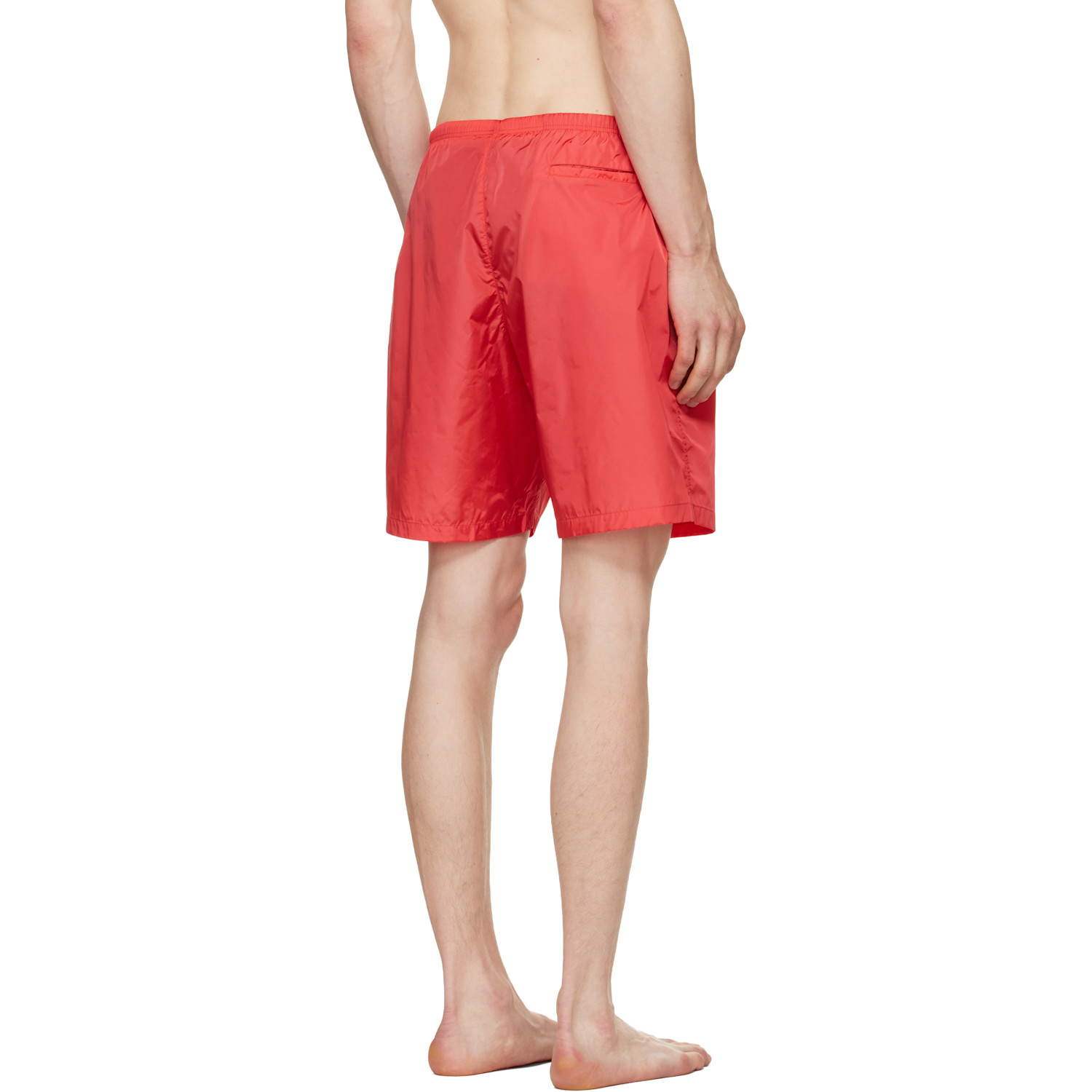  Palm Angels Red Curved Logo Swim Shorts 