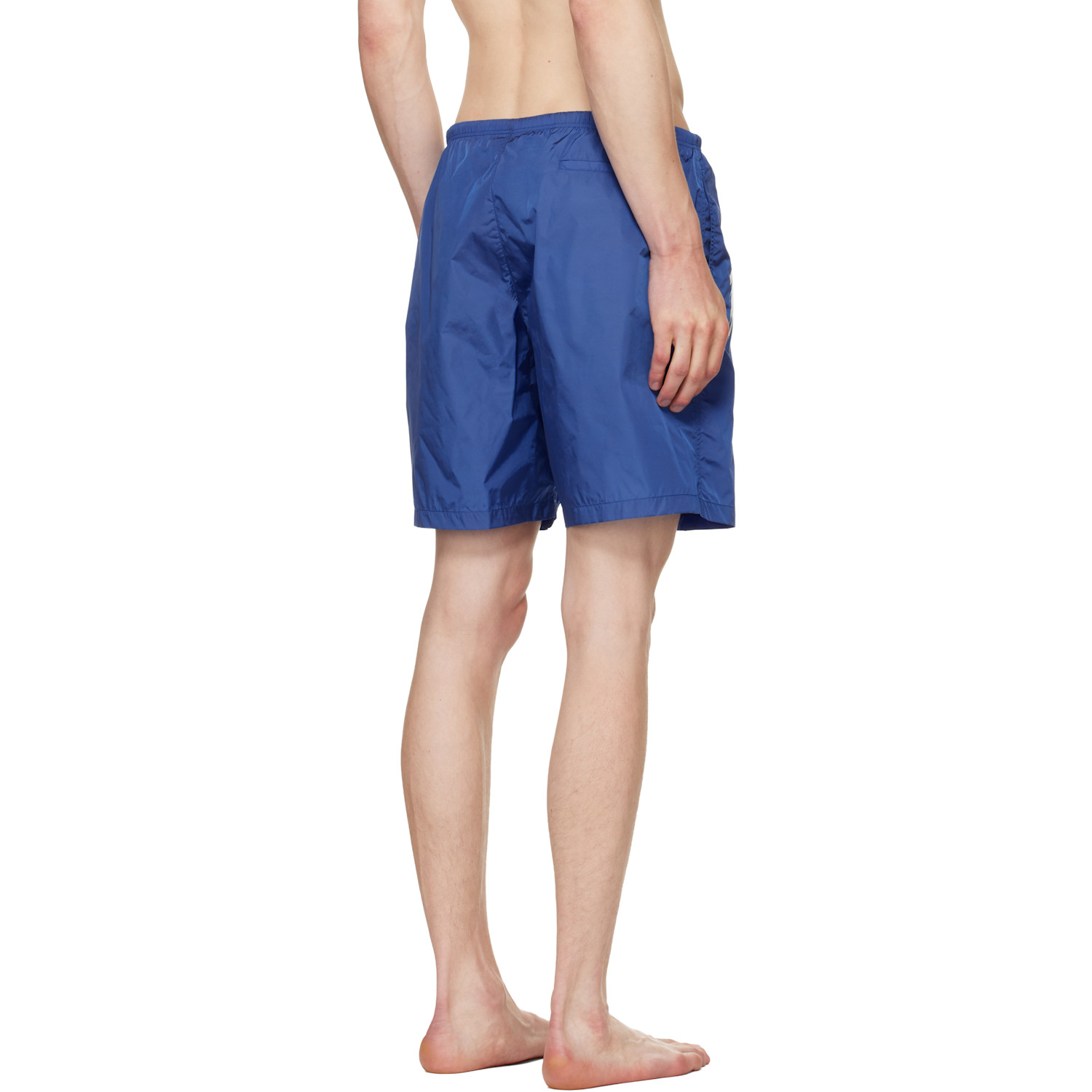 Palm Angels Navy Curved Logo Swim Shorts 