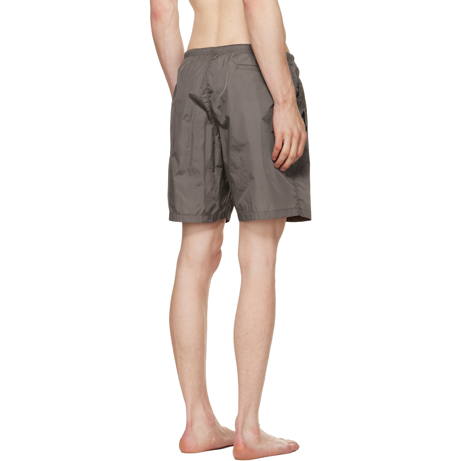  Palm Angels Brown Curved Logo Swim Shorts 