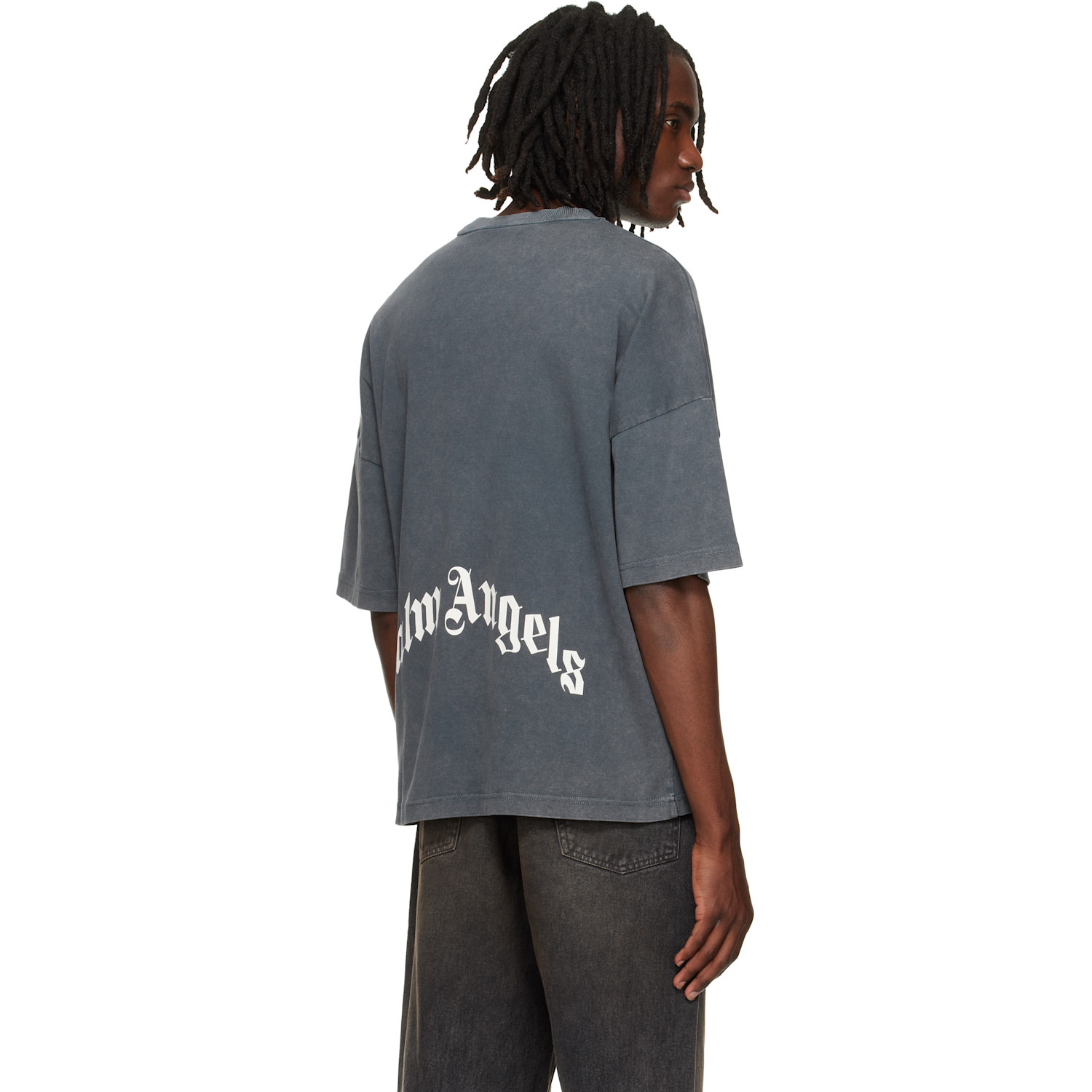  Palm Angels Gray Skull Loose T-shirt 