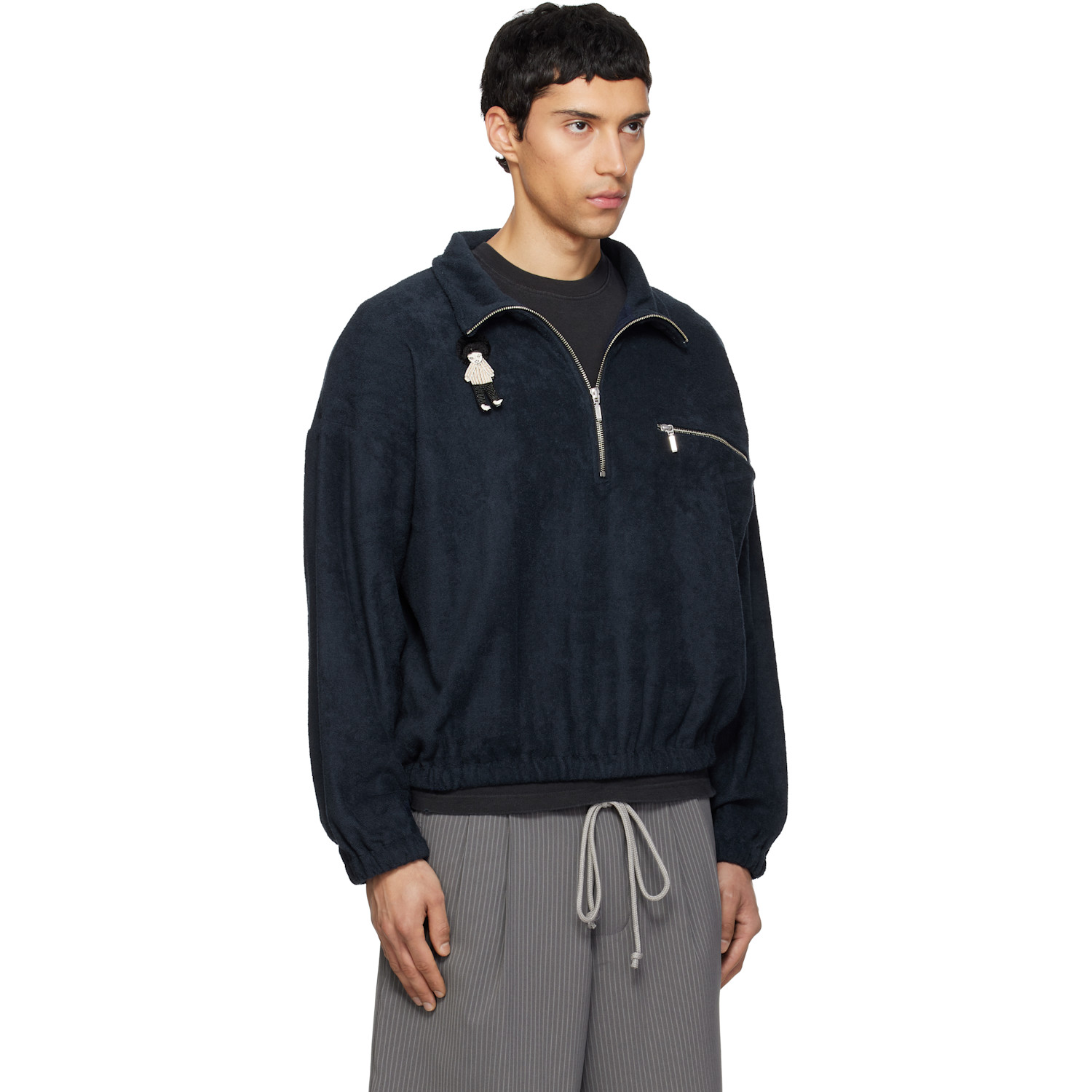  Song For The Mute Navy Zip Funnel Sweatshirt 