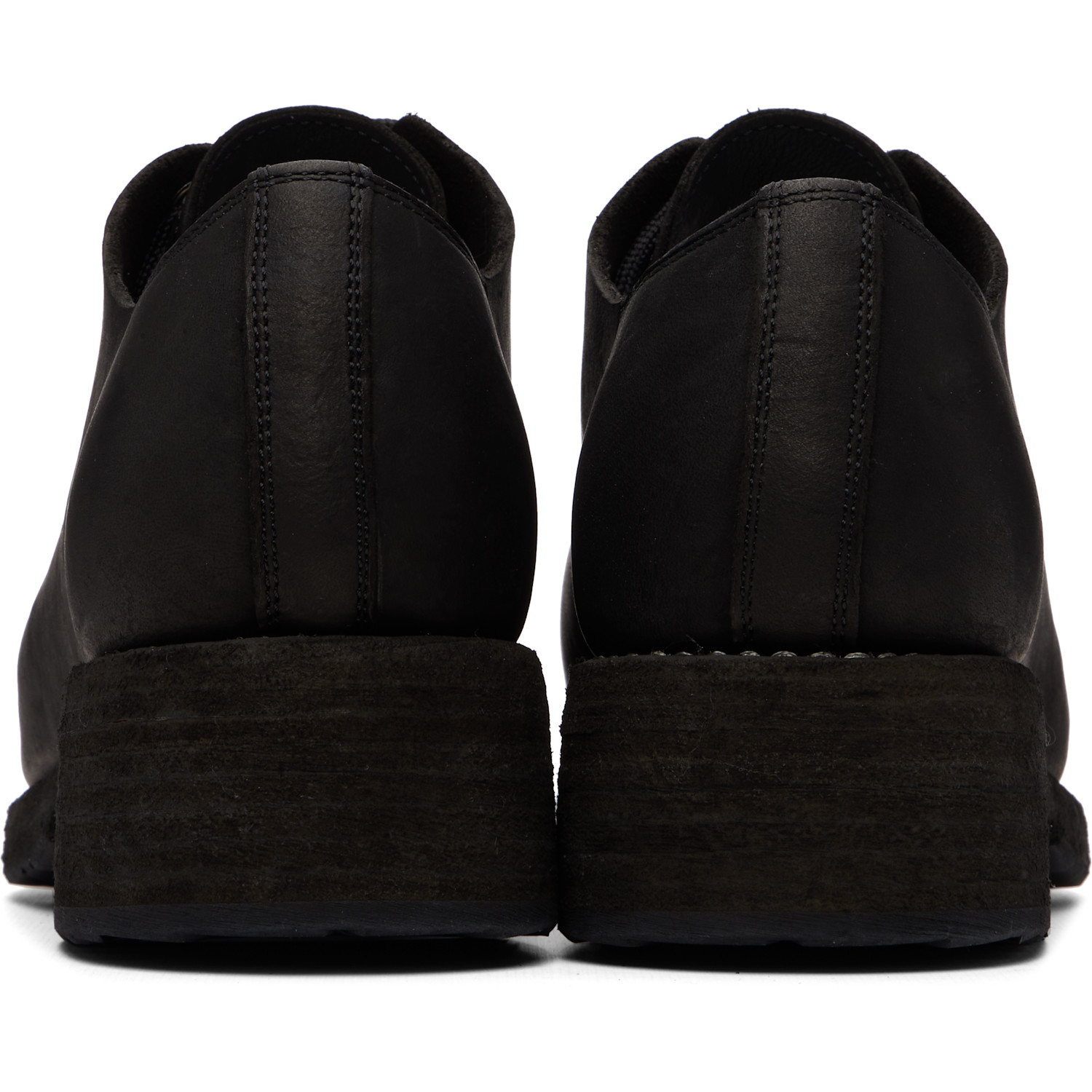  Guidi Black 2091 Leather Rhino Toe Derbys 