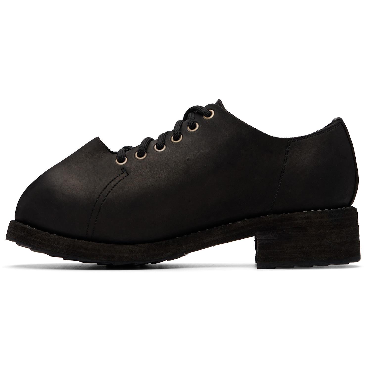  Guidi Black 2091 Leather Rhino Toe Derbys 