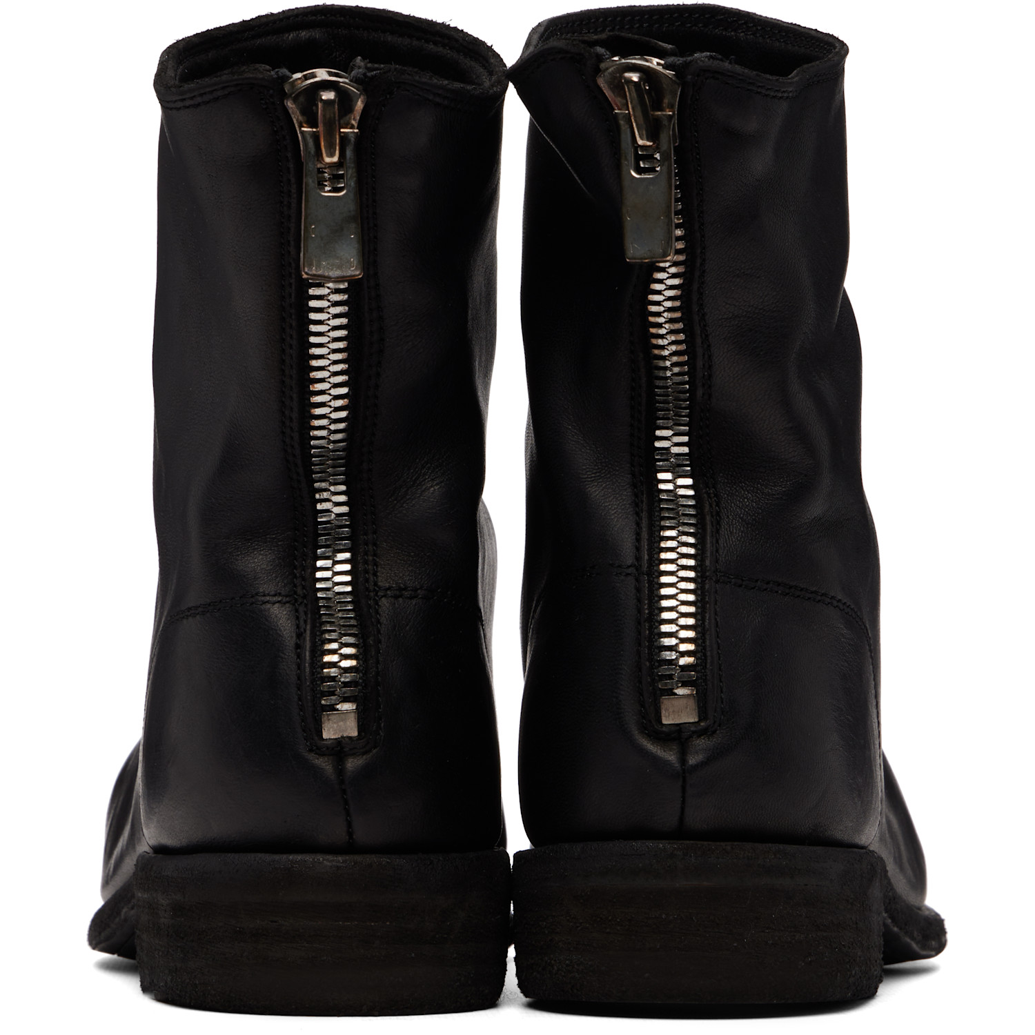  Guidi Black 986 Leather Back Zip Ankle Boots 