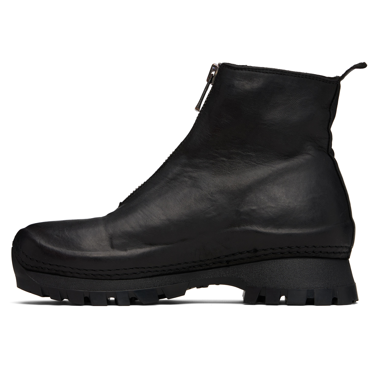  Guidi Black Vs01 Leather Front Zip Ankle Boots 