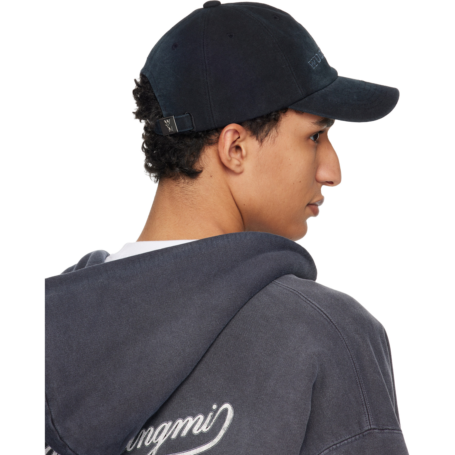  Wooyoungmi Navy Dyed Logo Ball Cap 